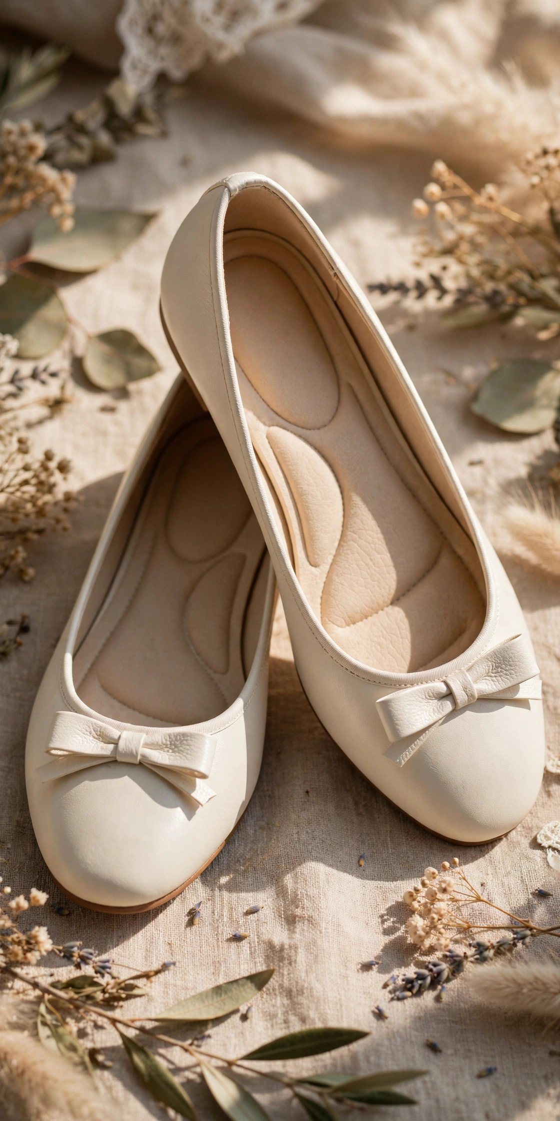Flats with visible cushioned insole for support