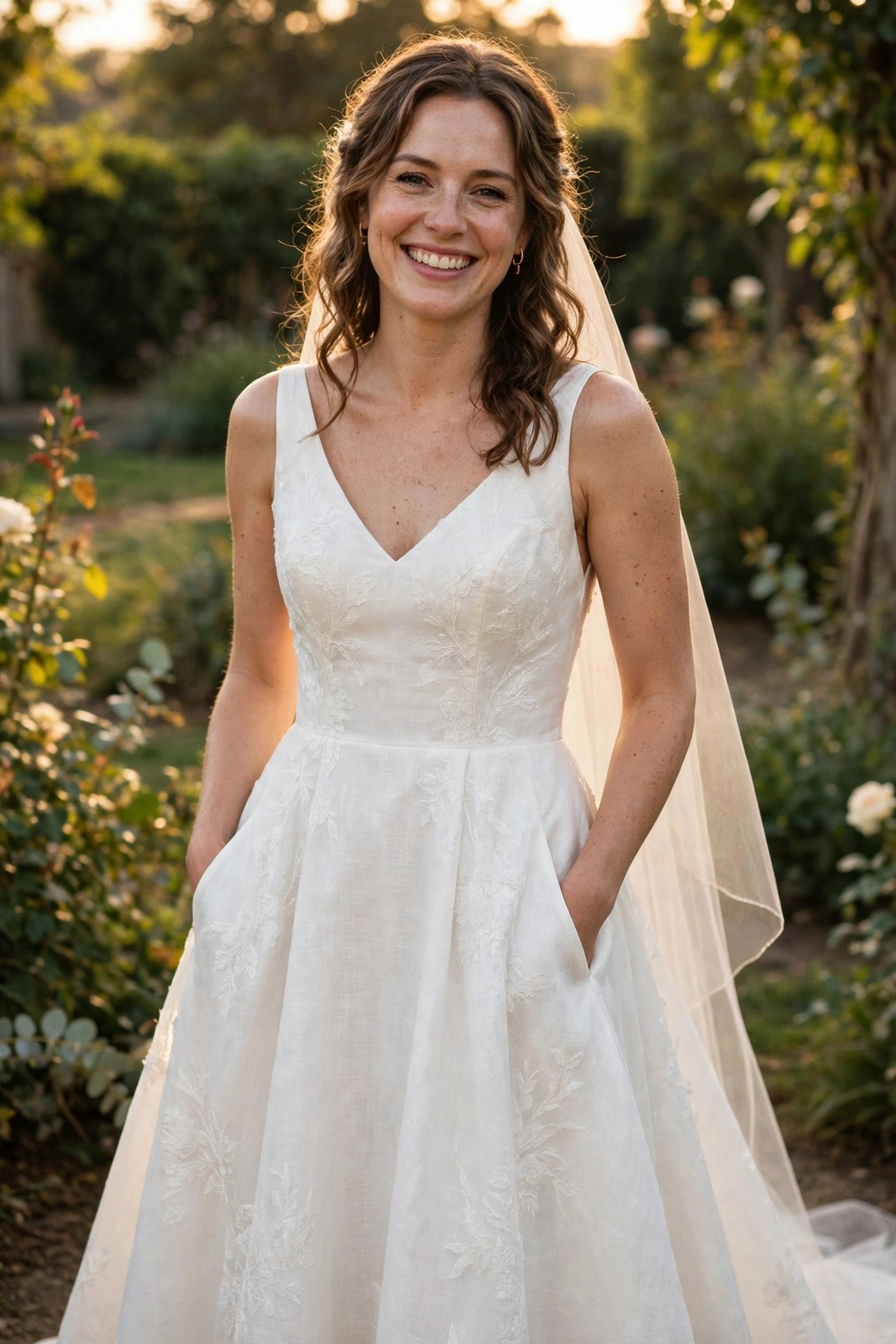 A-line gown with hidden side pockets