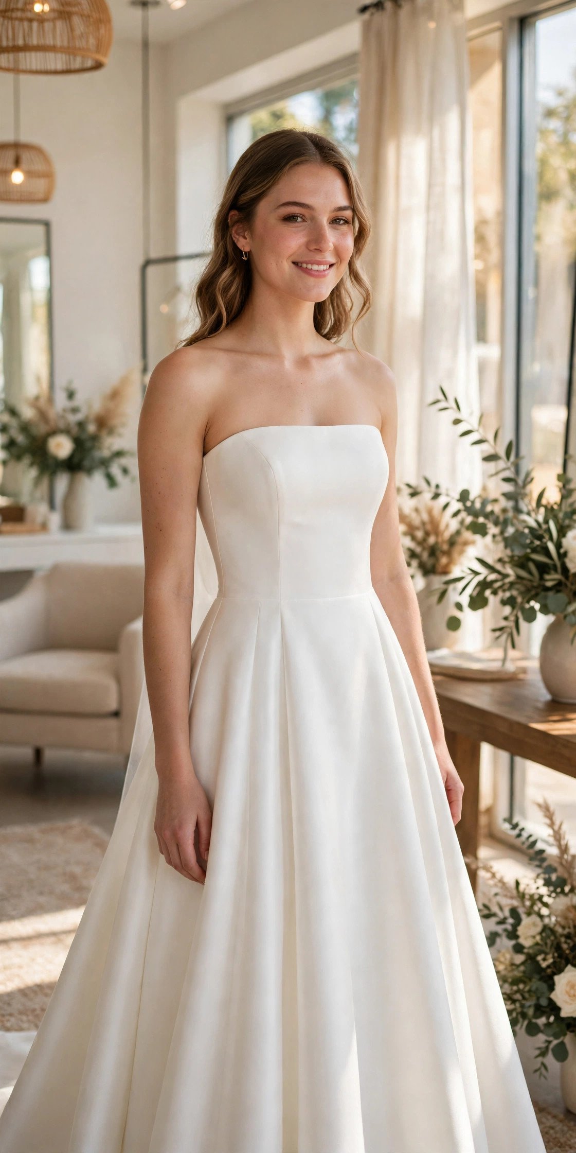 Square neckline A-line gown