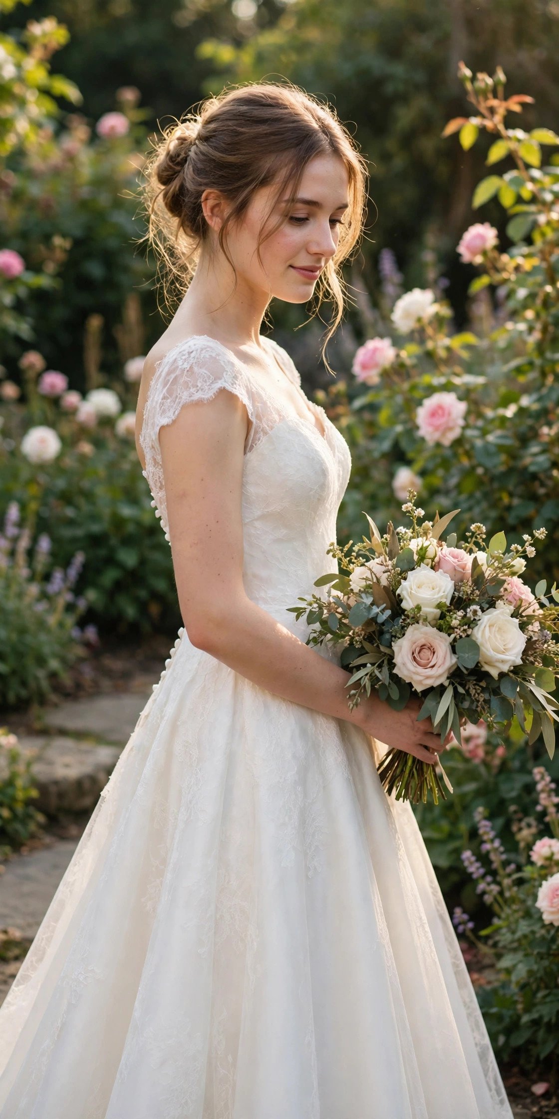 A-line gown with small cap sleeves
