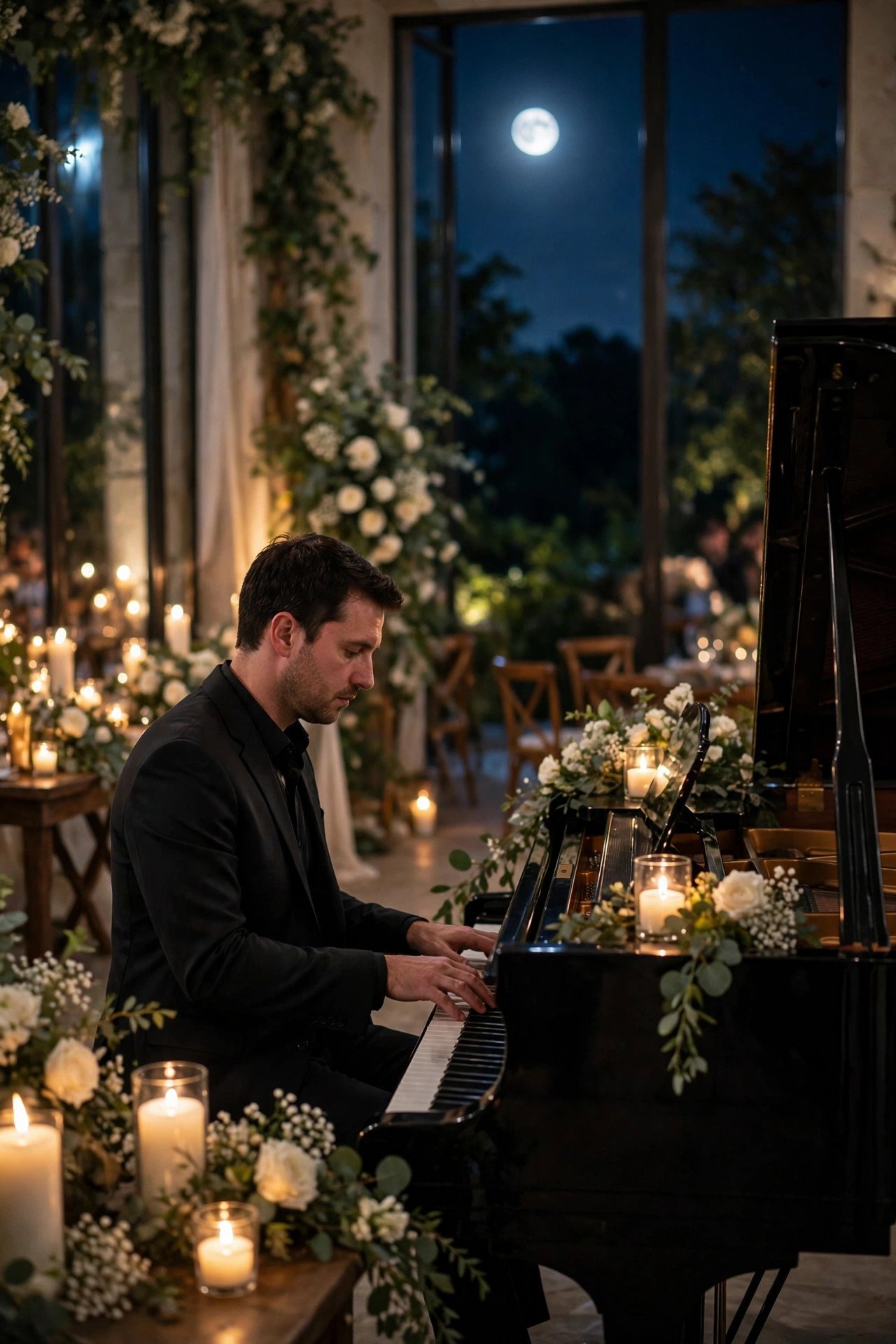 Wedding ceremony musicians performing Clair de Lune