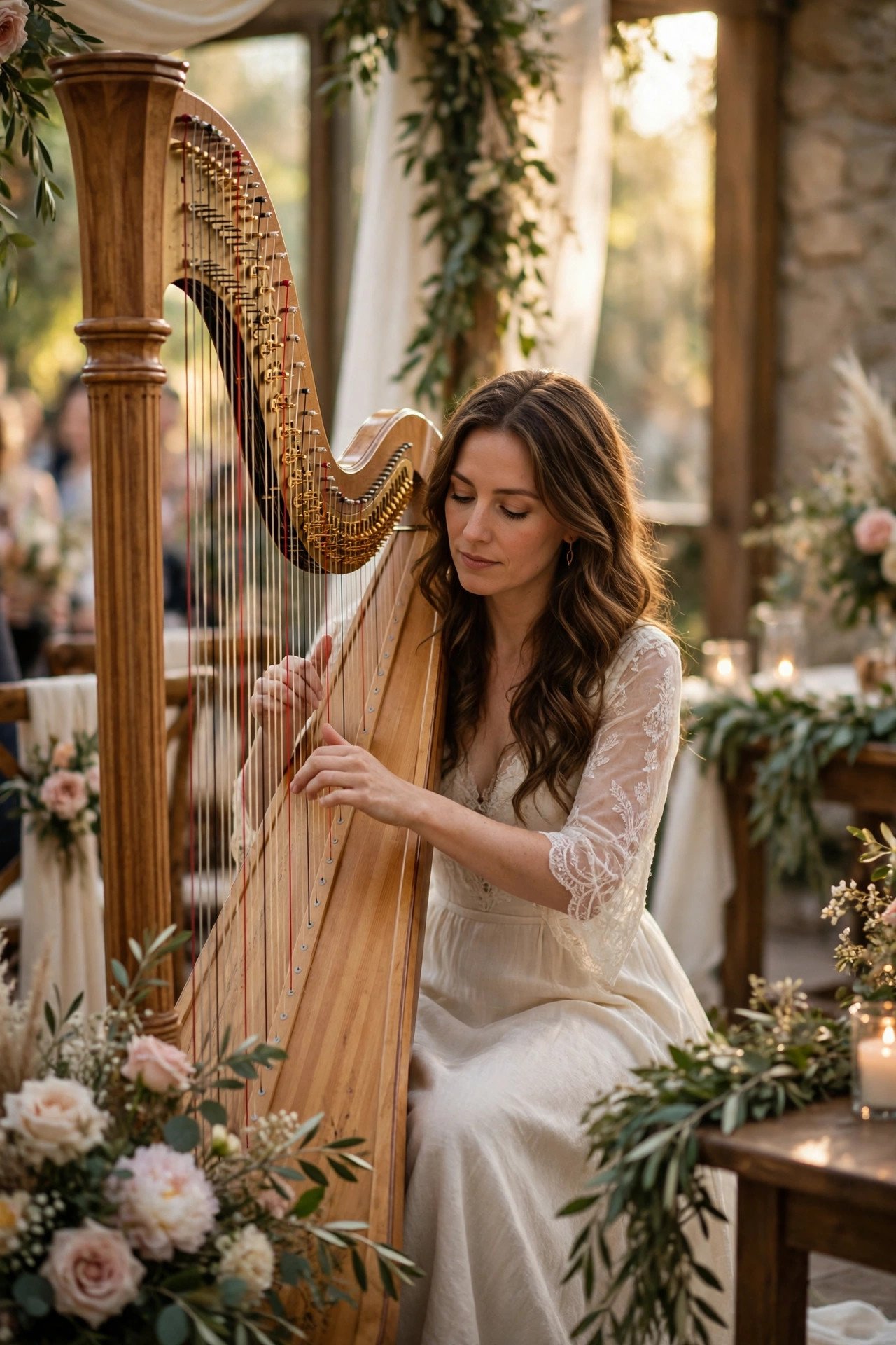 Wedding ceremony musicians performing Turning Page