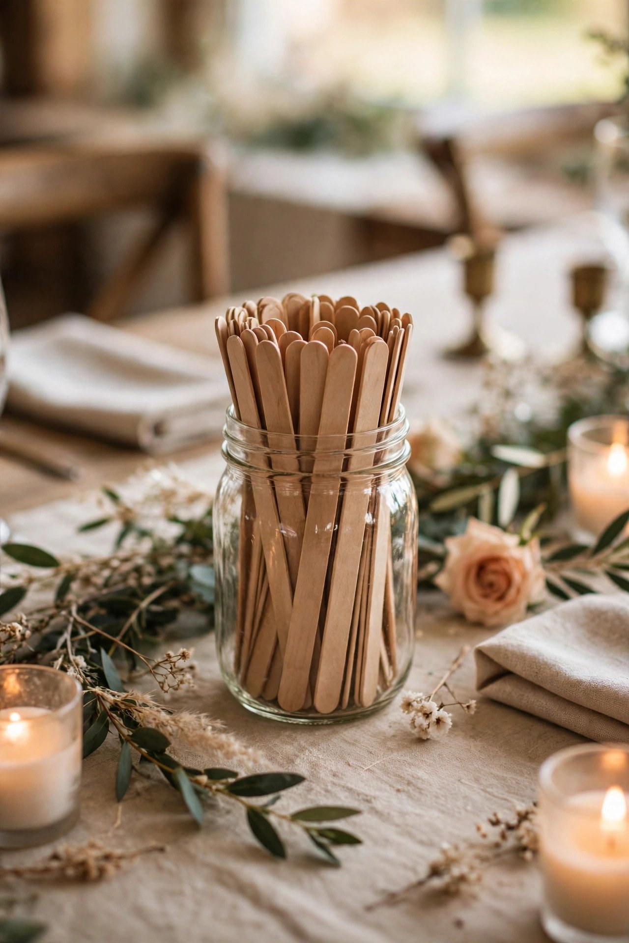 Guests writing date night ideas on sticks into a jar