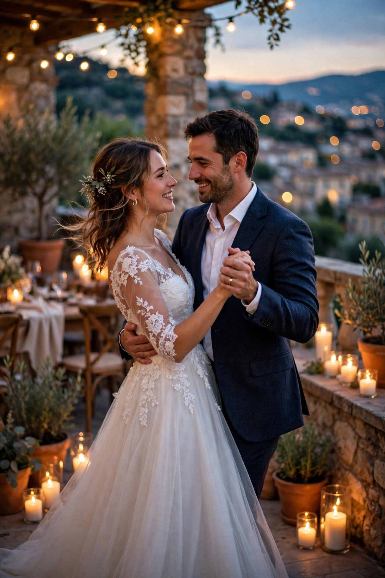 Couple sharing their first dance to Thinking Out Loud