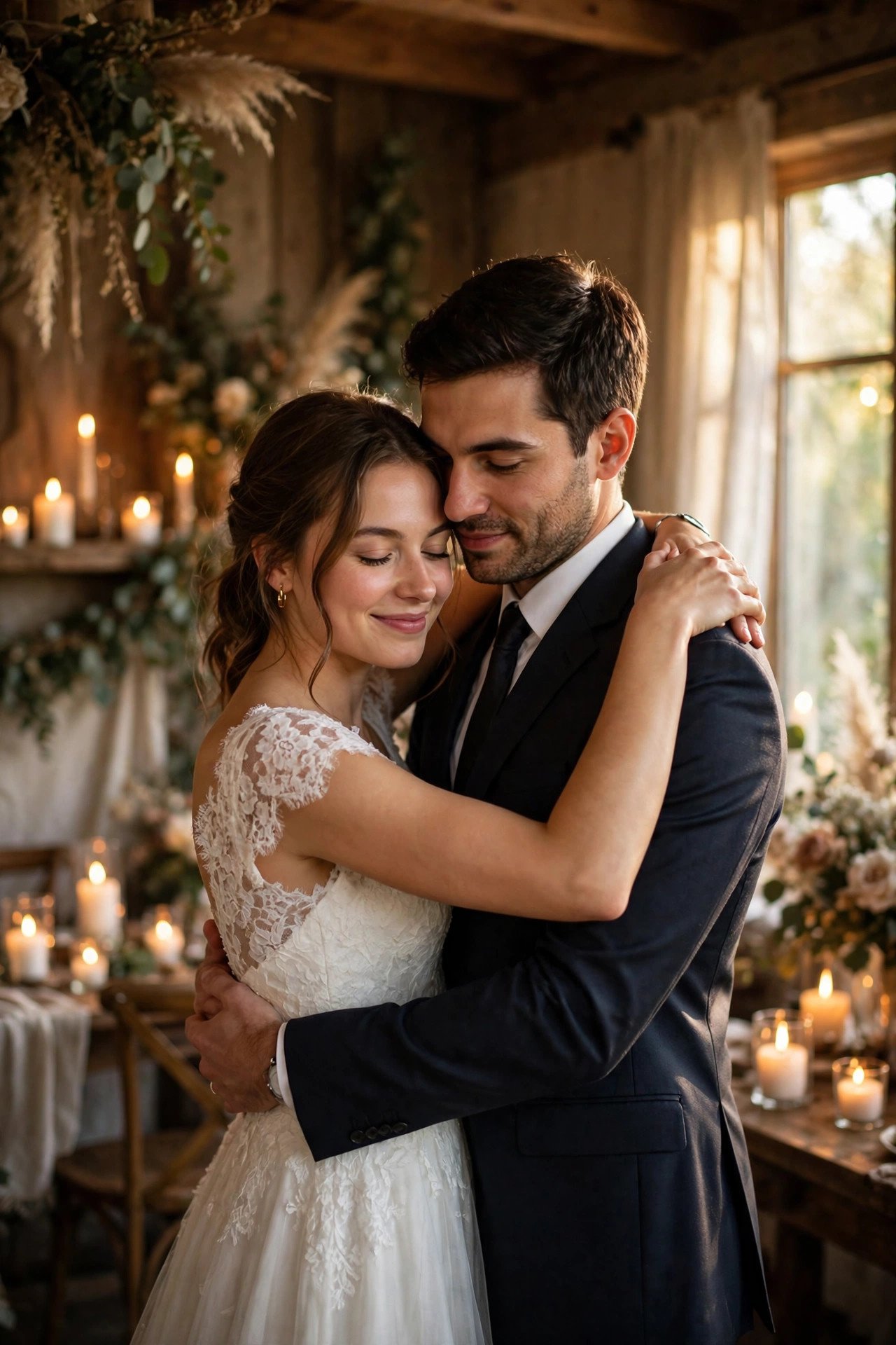 Couple sharing their first dance to Make You Feel My Love