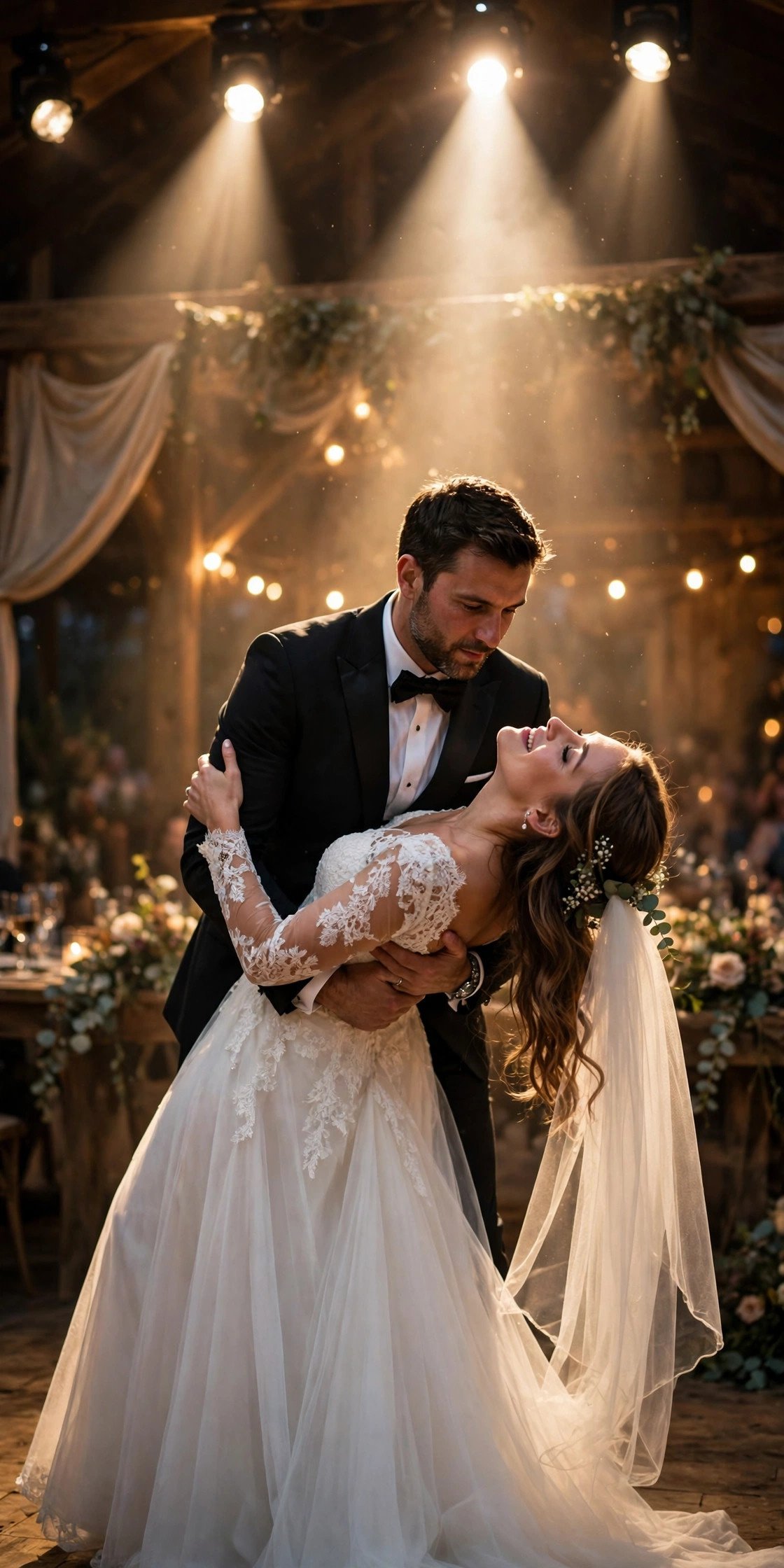Couple sharing their first dance to I Don't Want to Miss a Thing