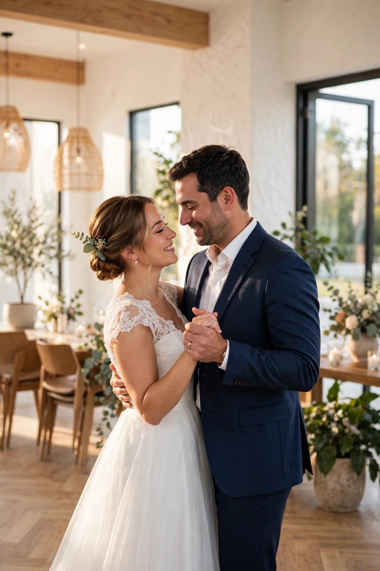 Couple sharing their first dance to I Swear