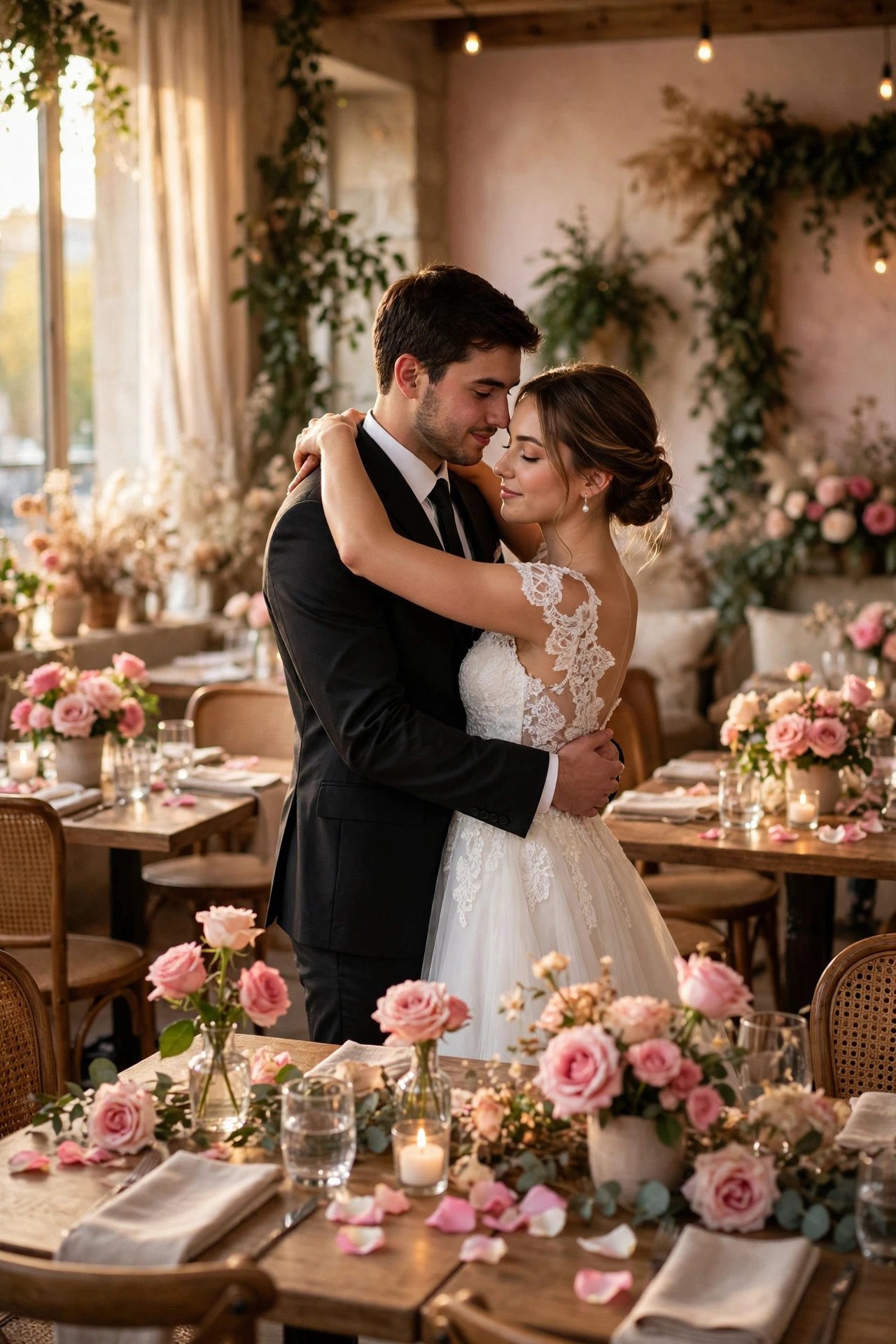 Couple sharing their first dance to La Vie En Rose