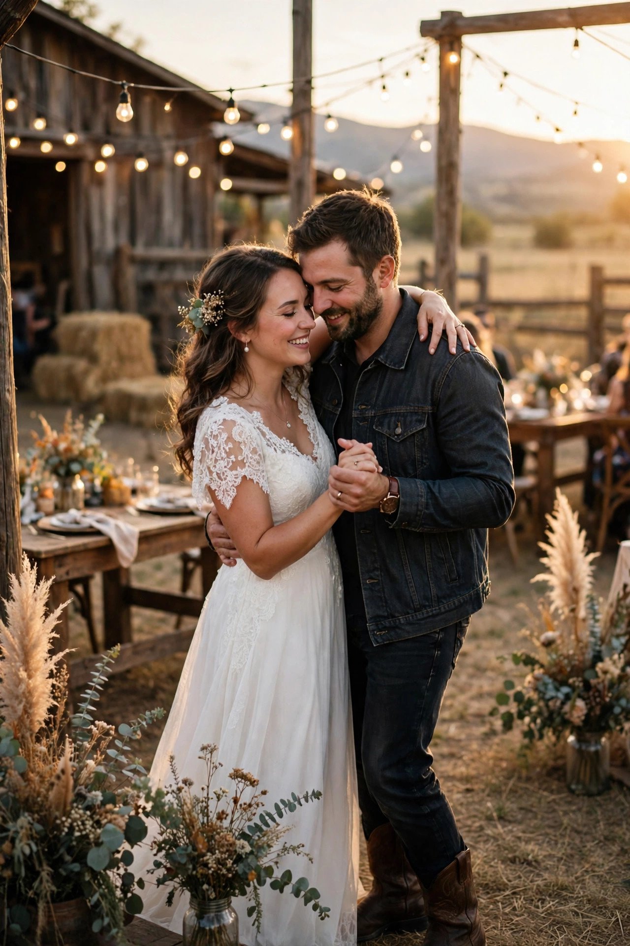 Couple sharing their first dance to You're Still the One