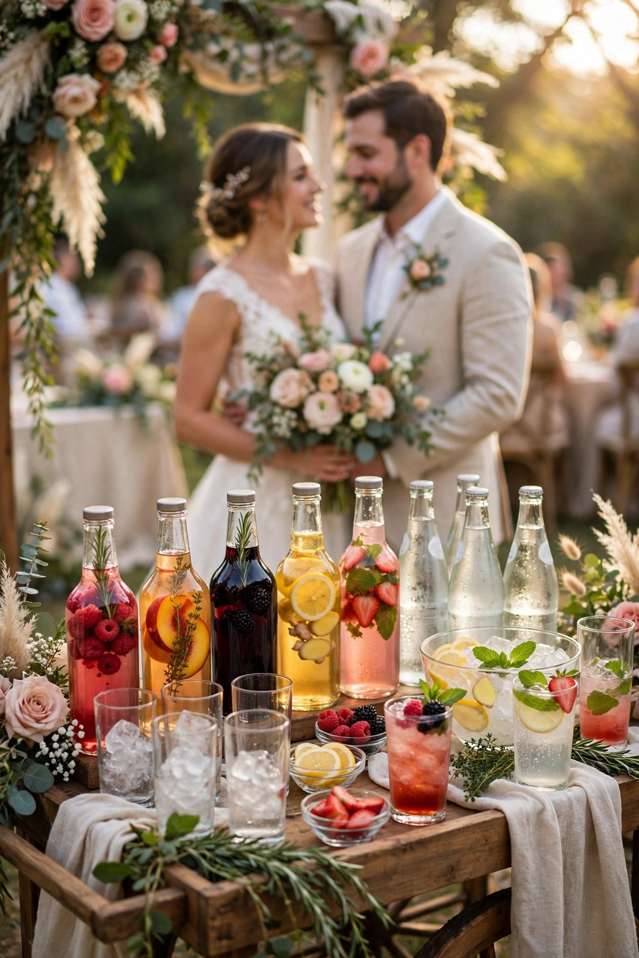 Fruit shrub syrups and soda water for build-your-own drinks