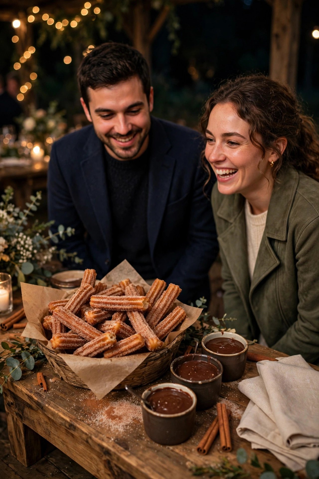 Churros with Chocolate Sauce — late night catering inspiration