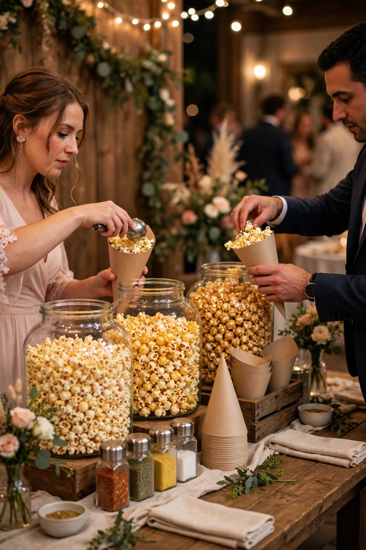 Popcorn Bar with Seasonings — late night catering inspiration