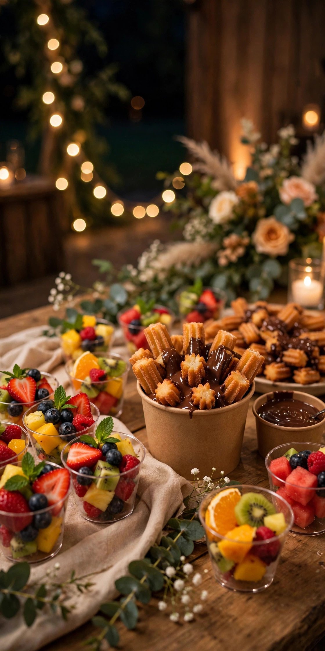 Fruit and Churro Cups — late night catering inspiration