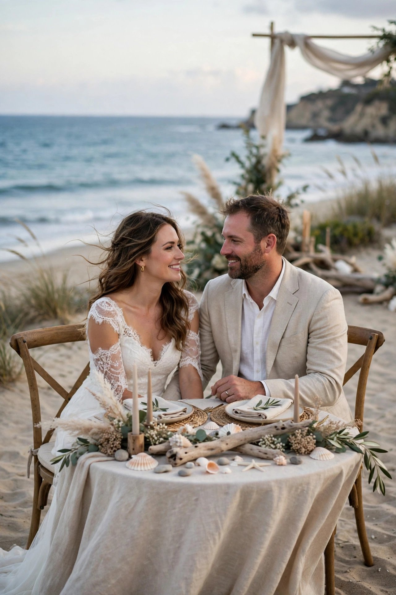 Seaside Shell and Linen Table — sweetheart table styling inspiration
