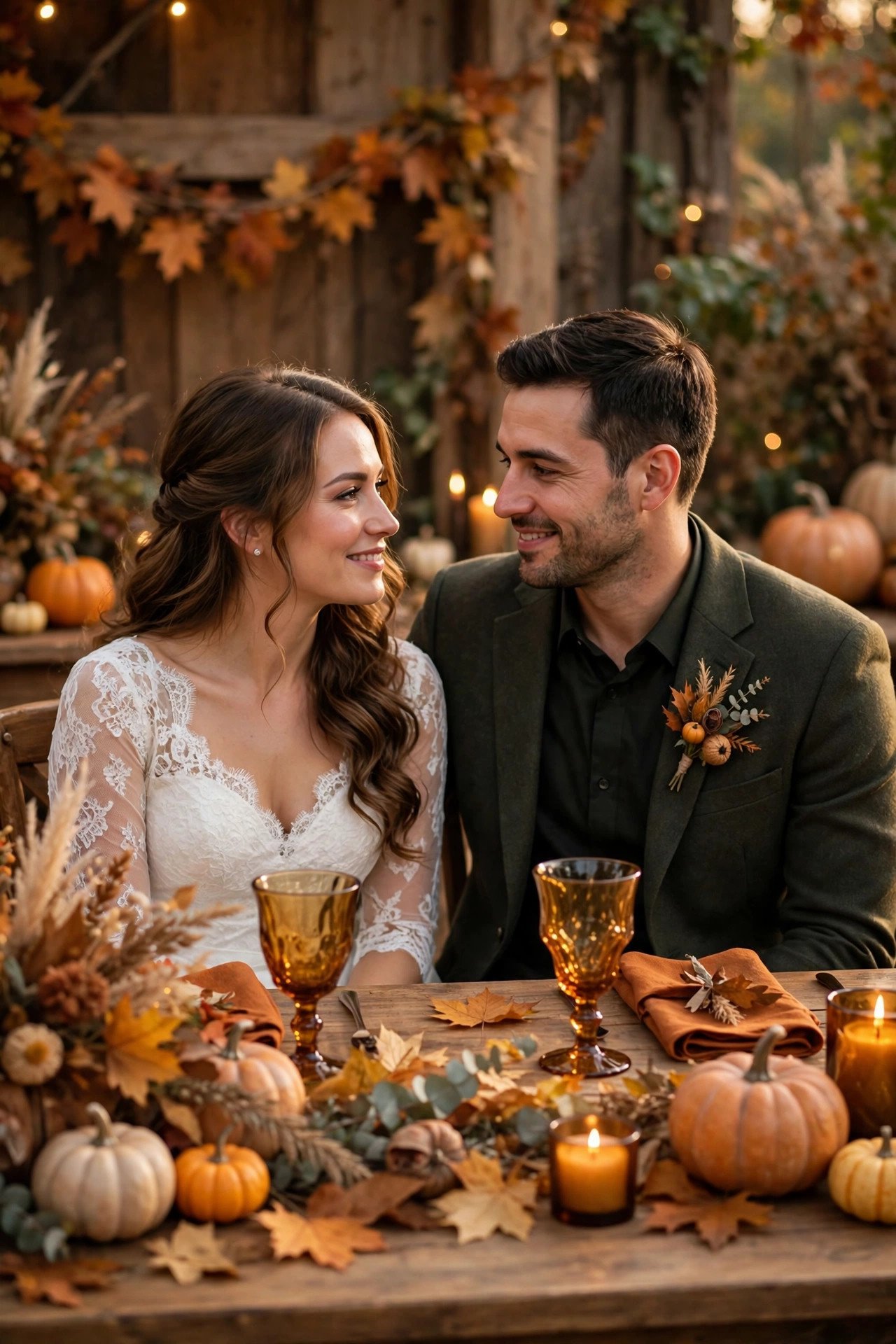 Autumn Pumpkin and Amber Table — sweetheart table styling inspiration