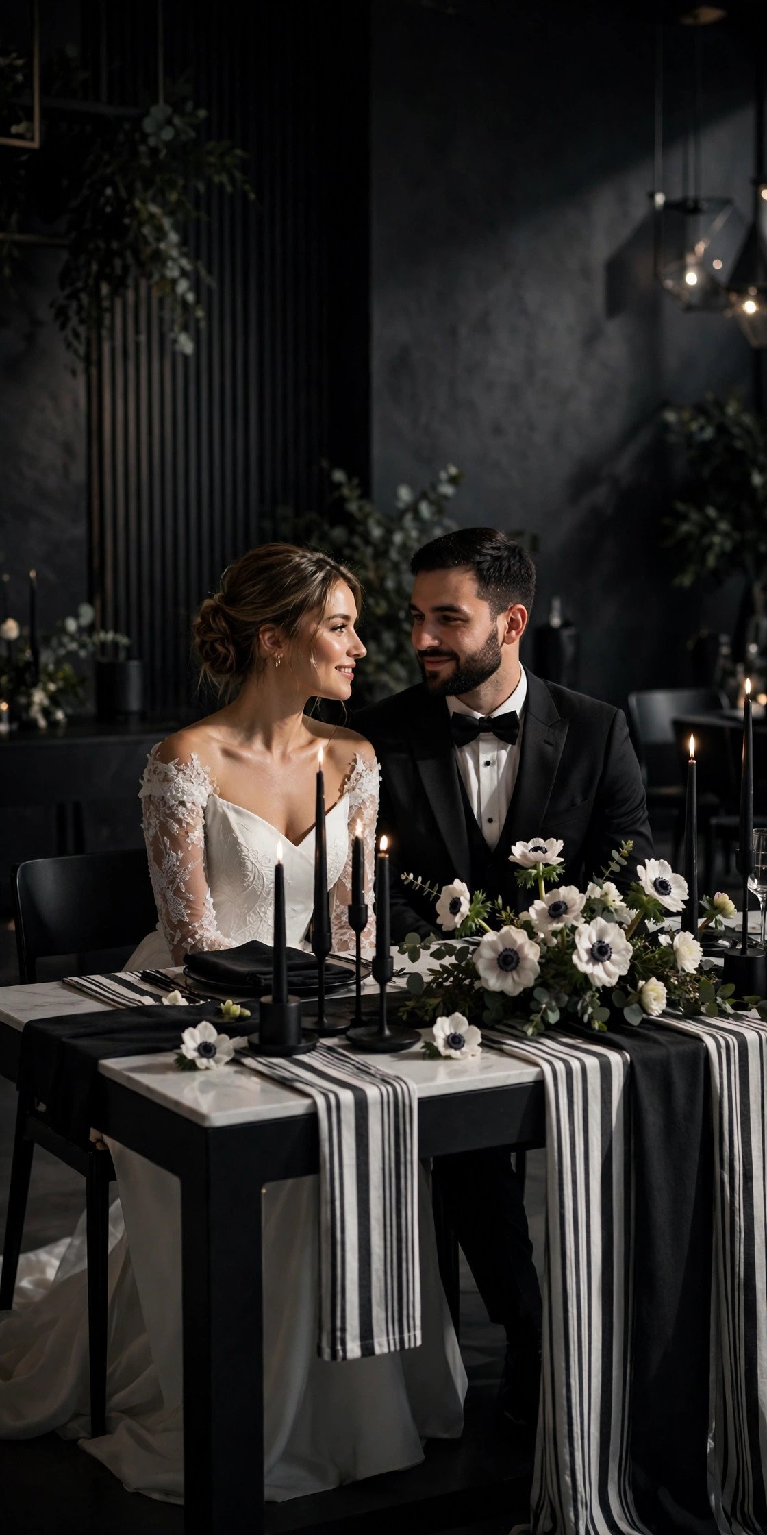 Black and White Modern Table — sweetheart table styling inspiration
