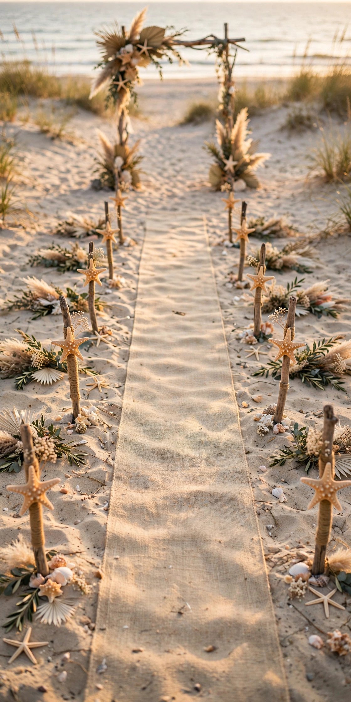 Starfish Aisle Markers at a 2027 wedding celebration