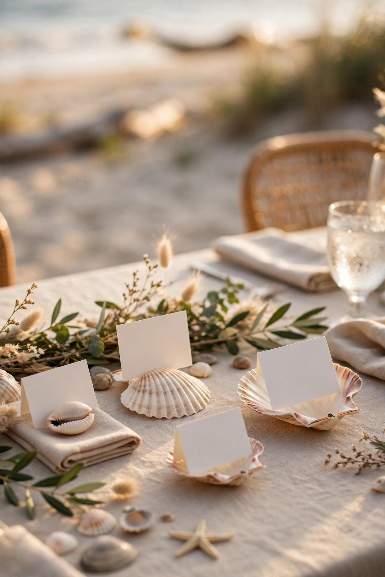 Shell Place Card Holders at a 2027 wedding celebration