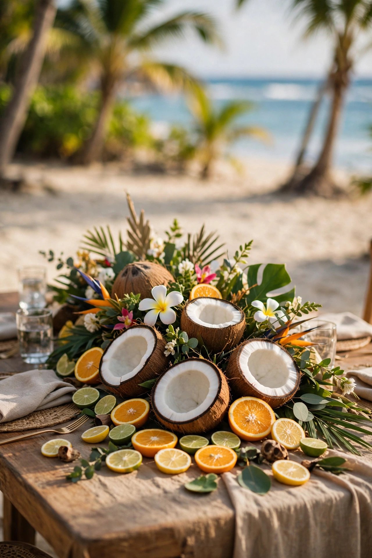 Citrus and Coconut Centerpieces at a 2027 wedding celebration