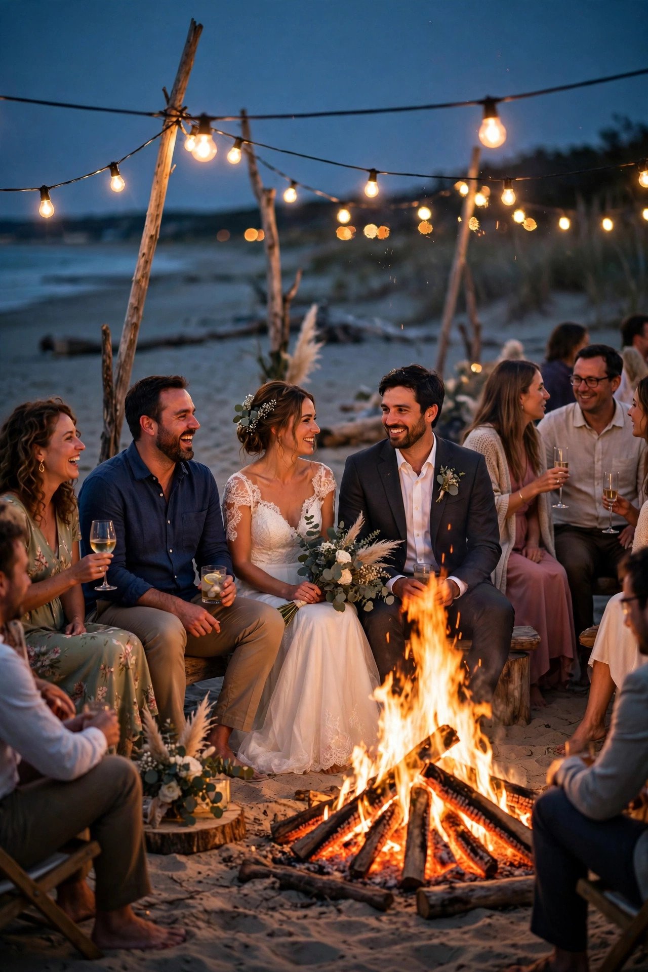 Beach Bonfire Reception at a 2027 wedding celebration