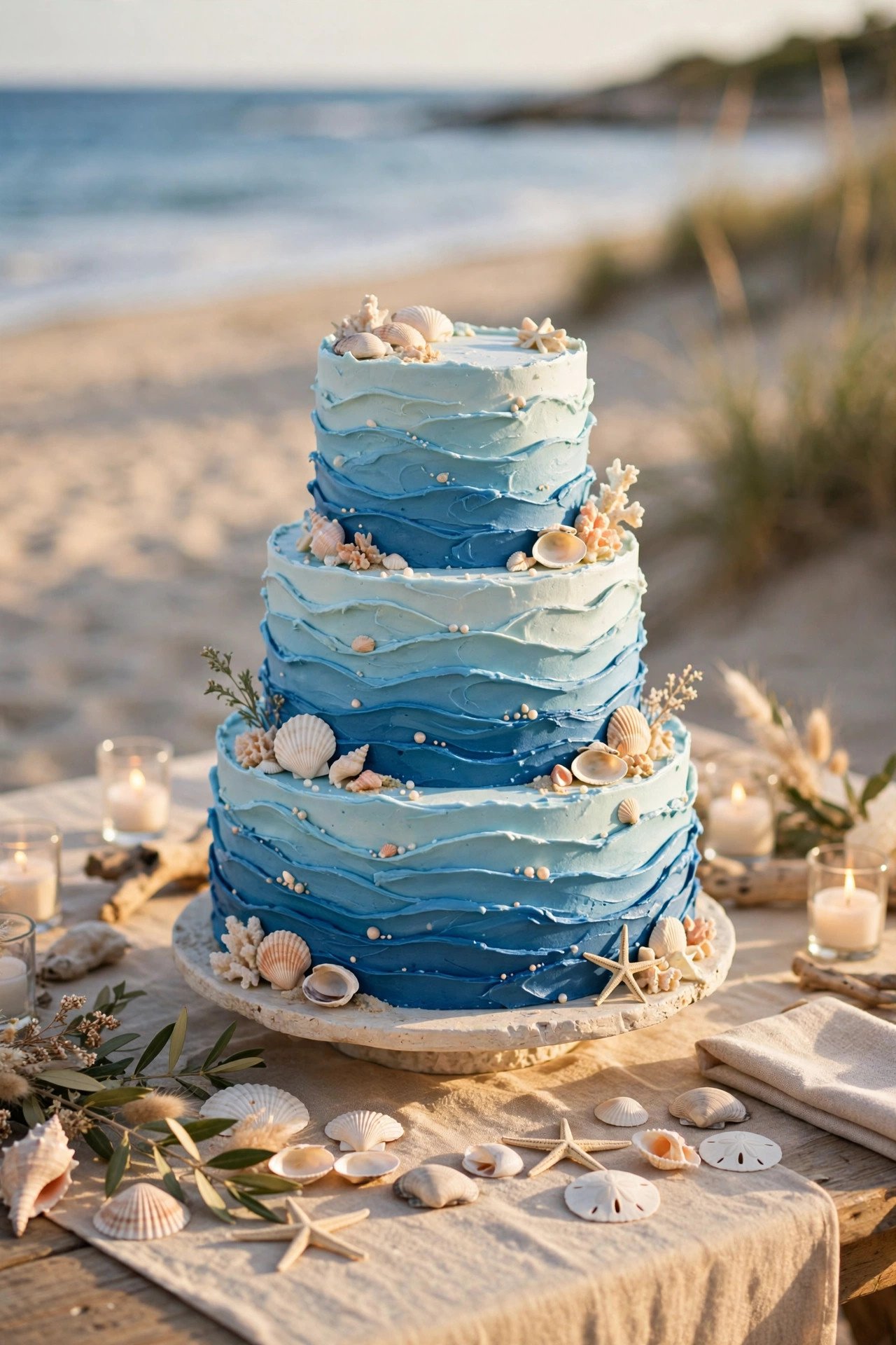 Ocean-Inspired Wedding Cake at a 2027 wedding celebration