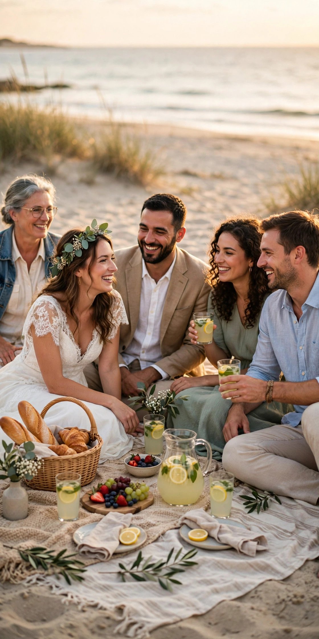 Beach Picnic Social Hour at a 2027 wedding celebration