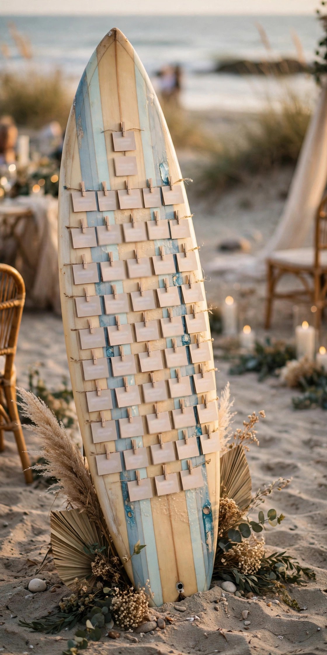 Surfboard Seating Chart at a 2027 wedding celebration