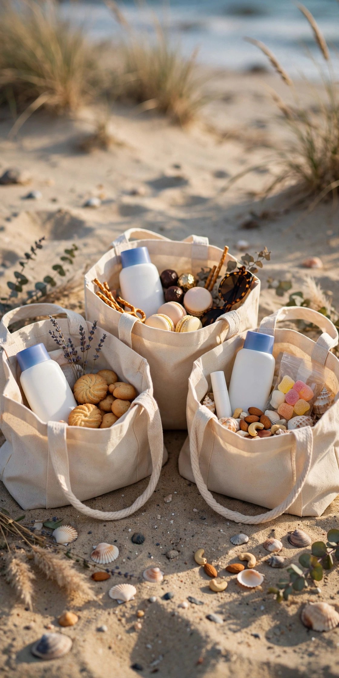 Beach Tote Welcome Bags at a 2027 wedding celebration