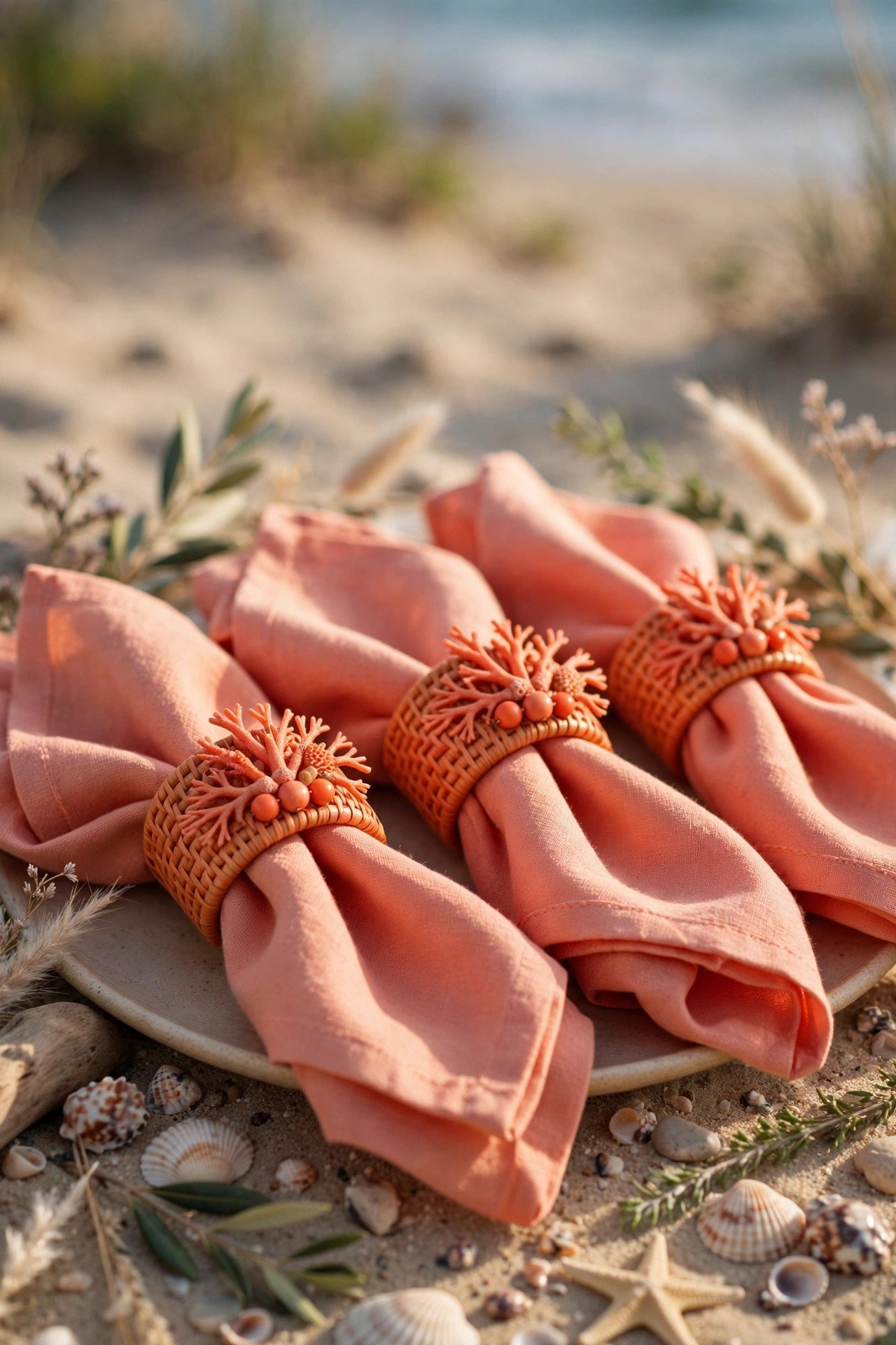 Coral Napkin Rings at a 2027 wedding celebration
