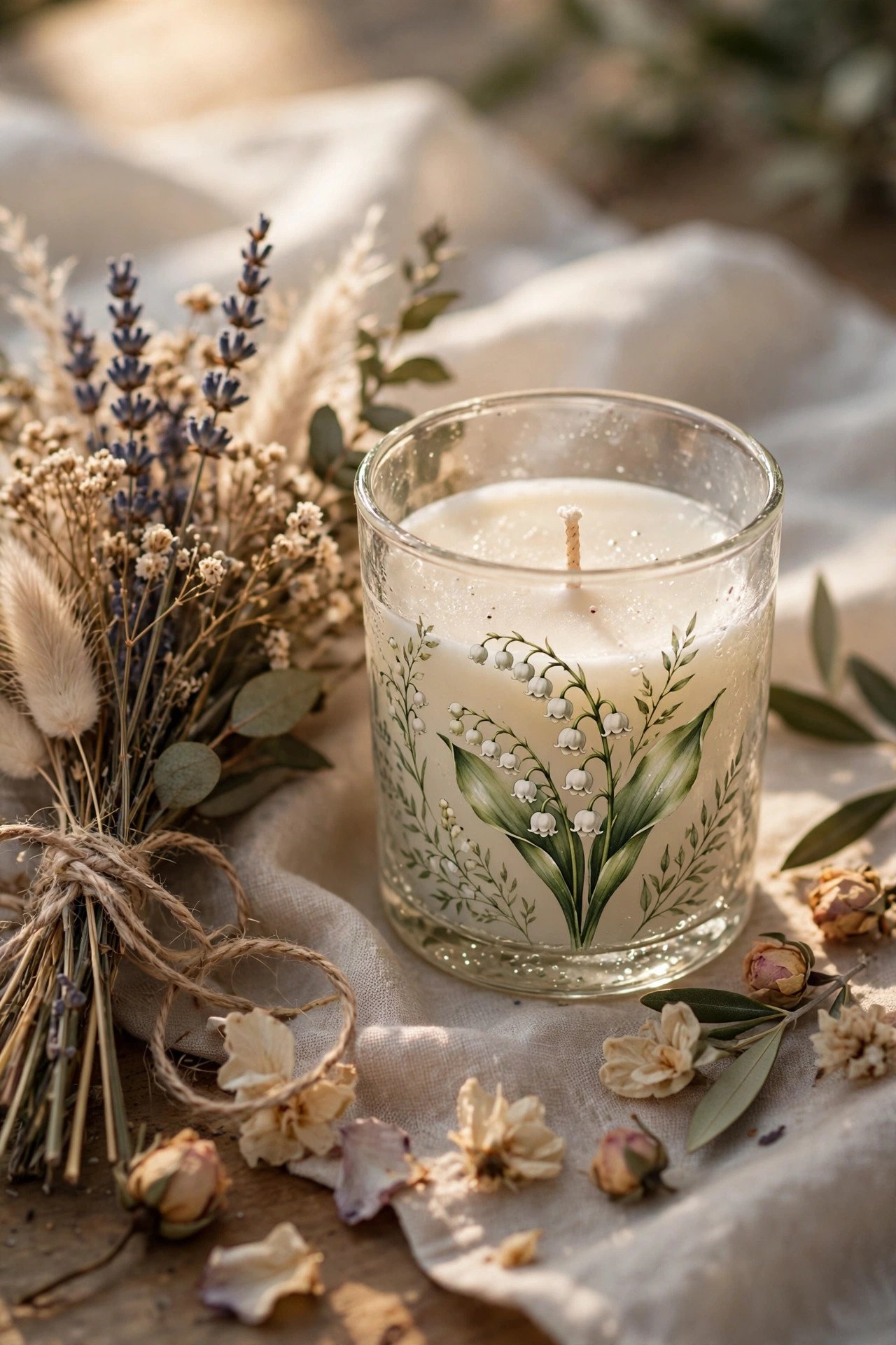 Personalized Candle With Birth Flower customized as a personalized bridesmaid gift ready to give