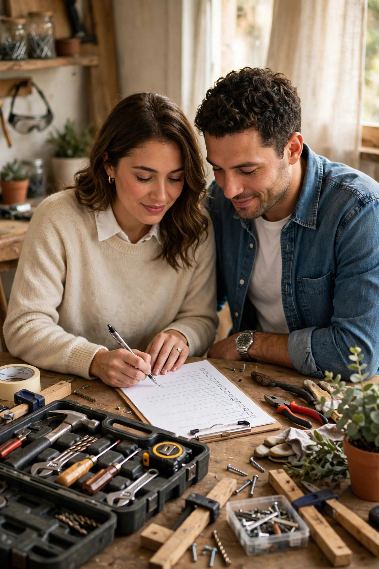 Home Tools Checklist being worked through by a couple building their wedding registry