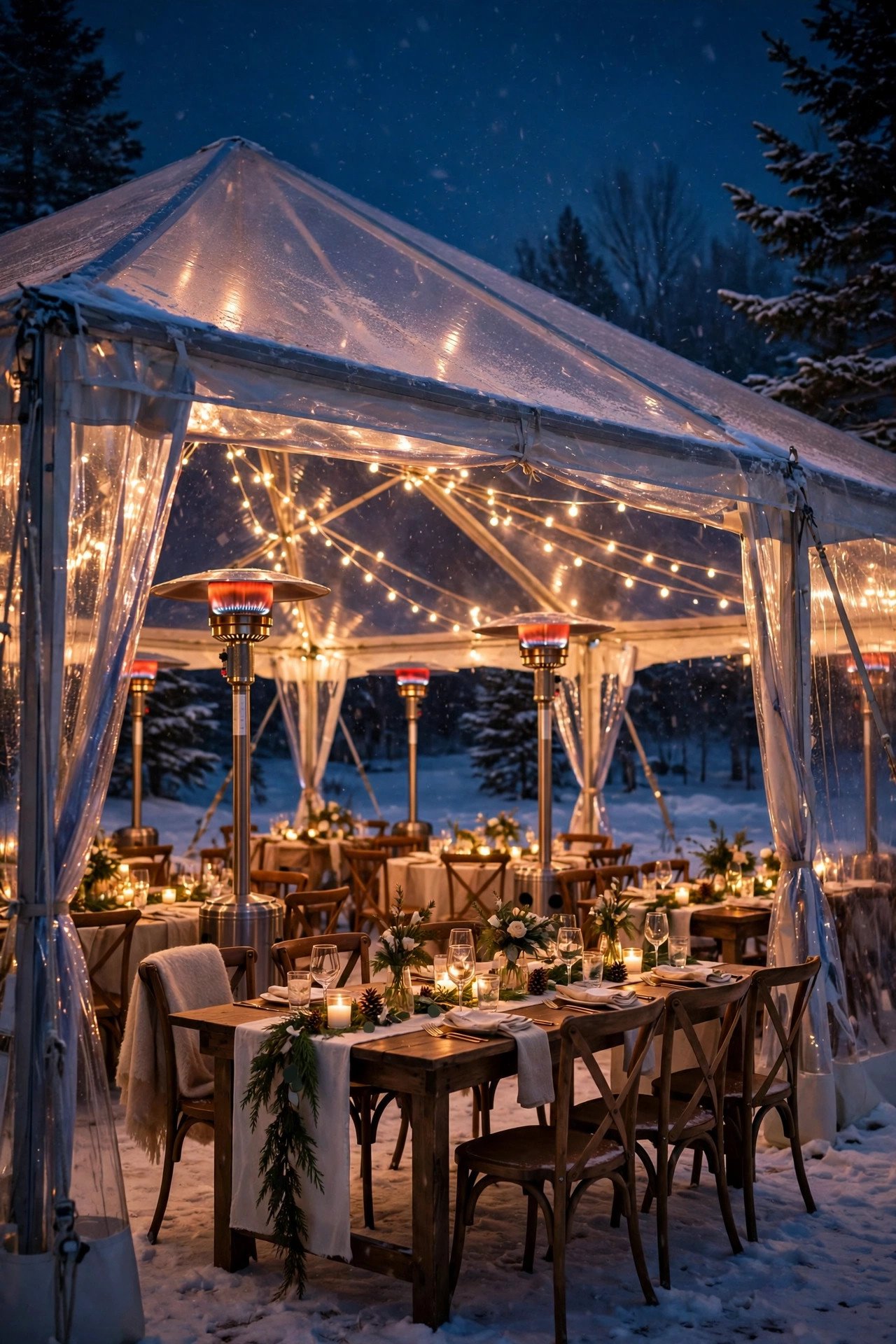 Clear Tent With Heaters — winter wedding inspiration for a 2027 celebration
