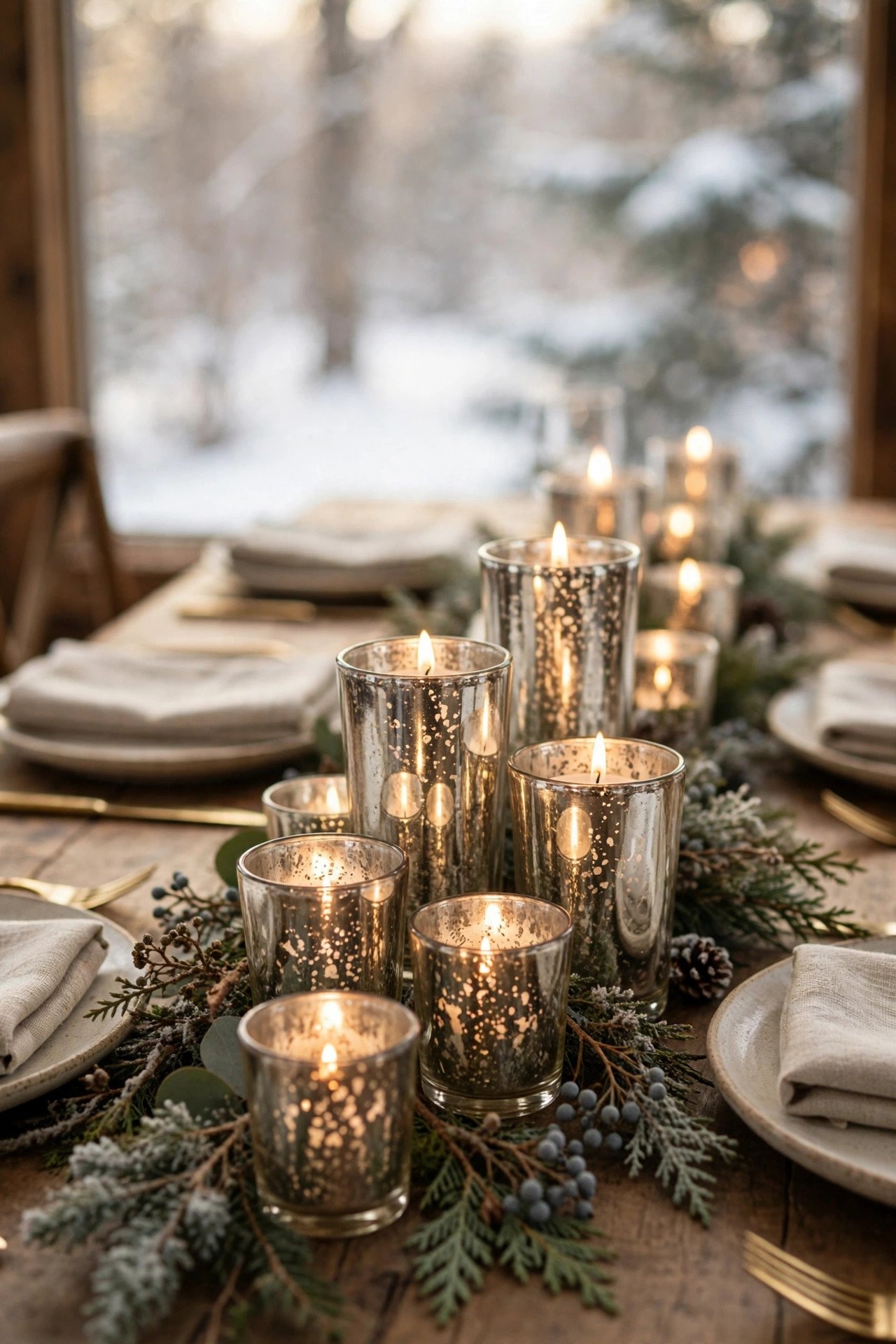 Mercury Glass Votives — winter wedding inspiration for a 2027 celebration