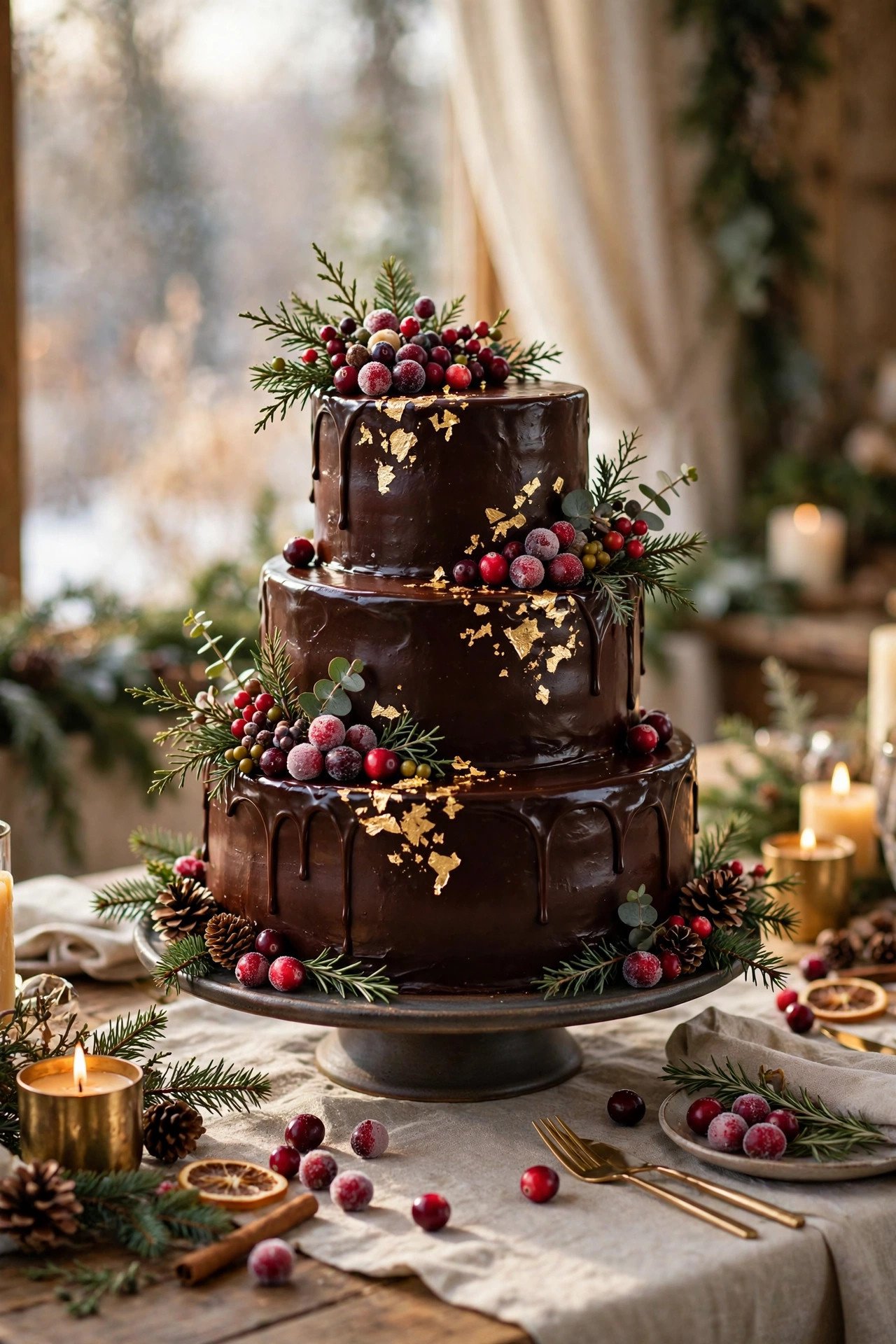 Rich Chocolate Wedding Cake — winter wedding inspiration for a 2027 celebration