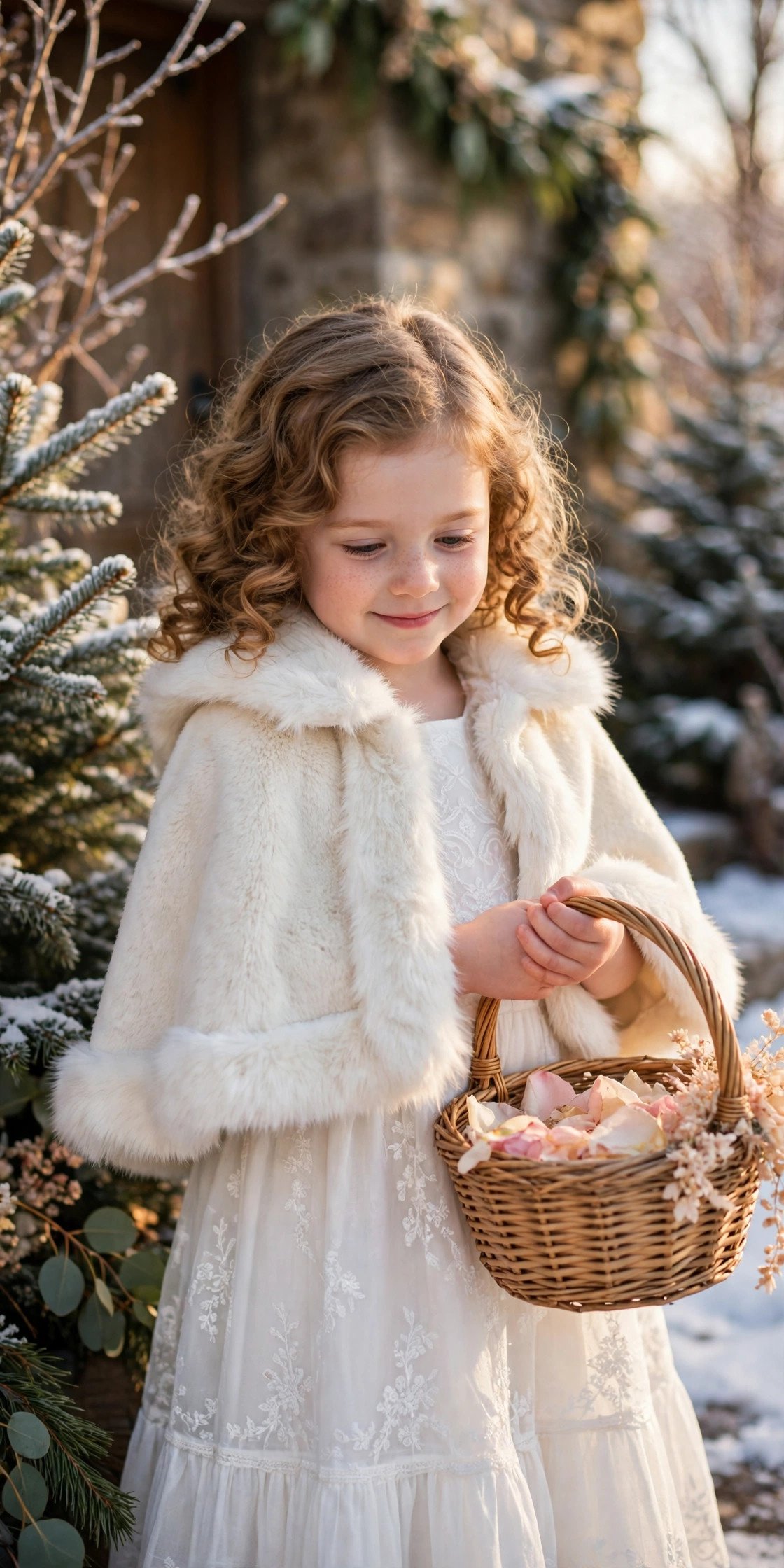 Fur-Trimmed Flower Girl Look — winter wedding inspiration for a 2027 celebration