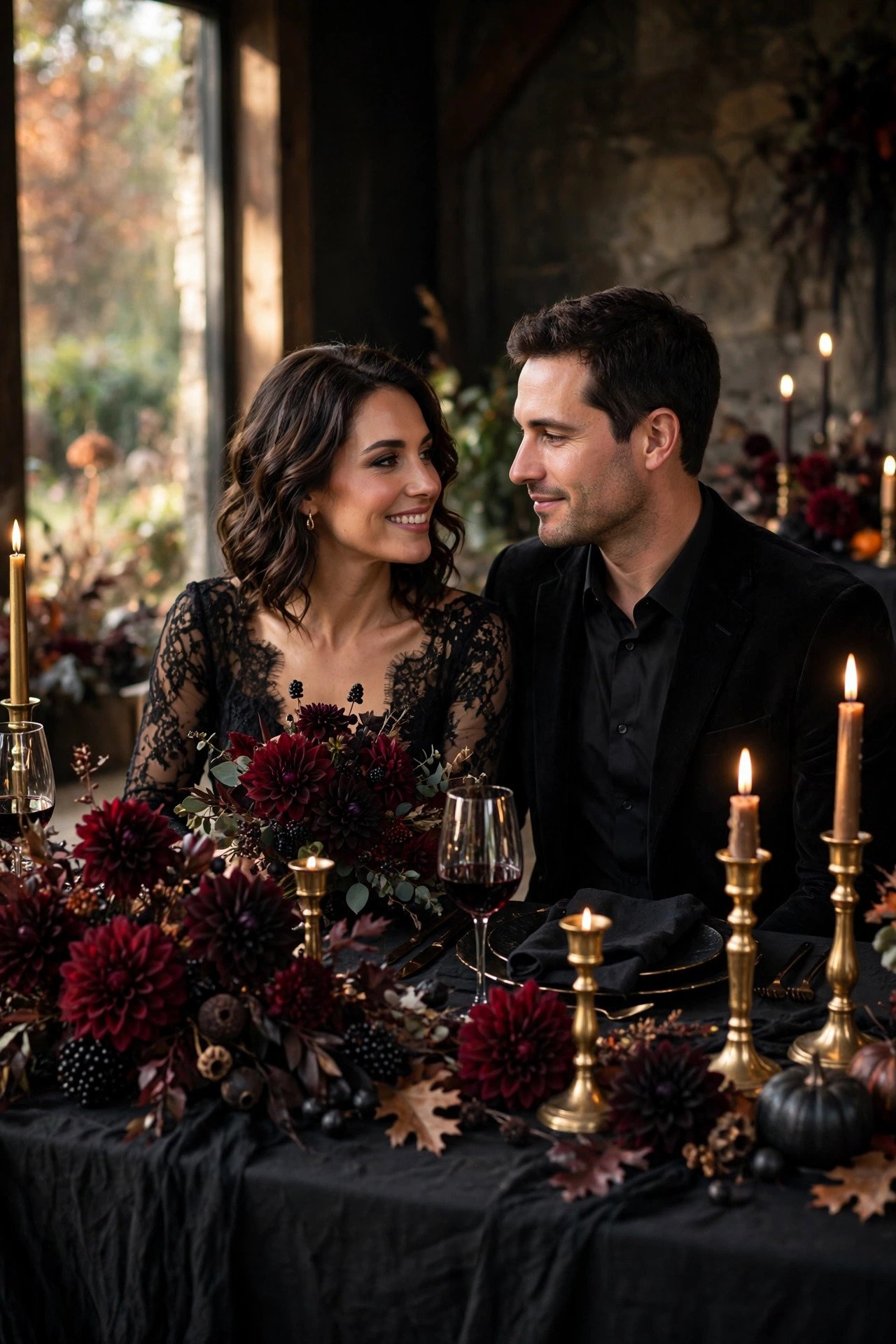 Moody Black and Burgundy Palette — Halloween wedding inspiration for a 2027 celebration