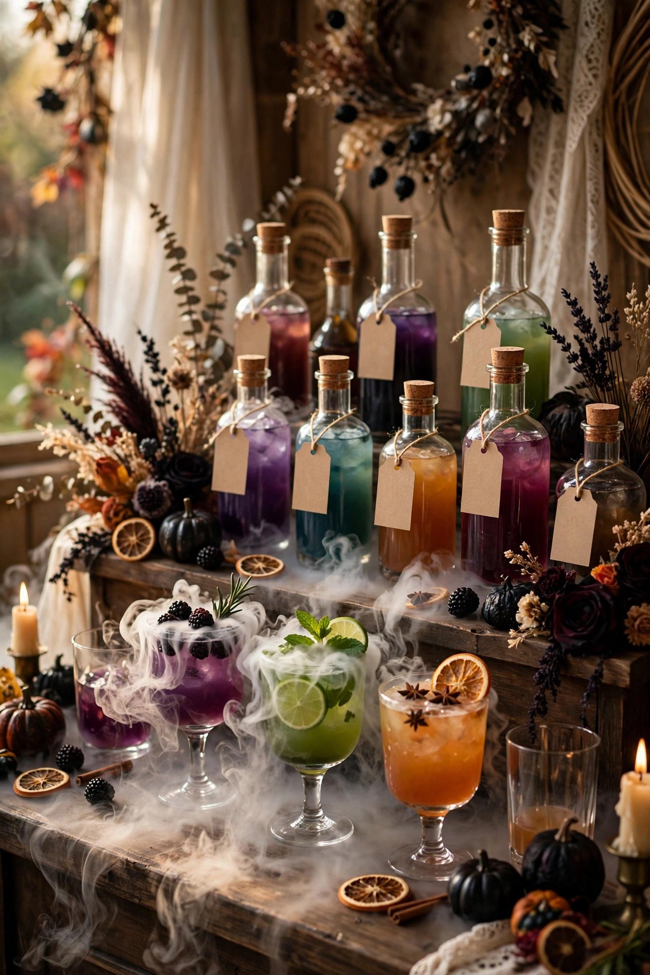 Potion-Style Mocktail Bar — Halloween wedding inspiration for a 2027 celebration
