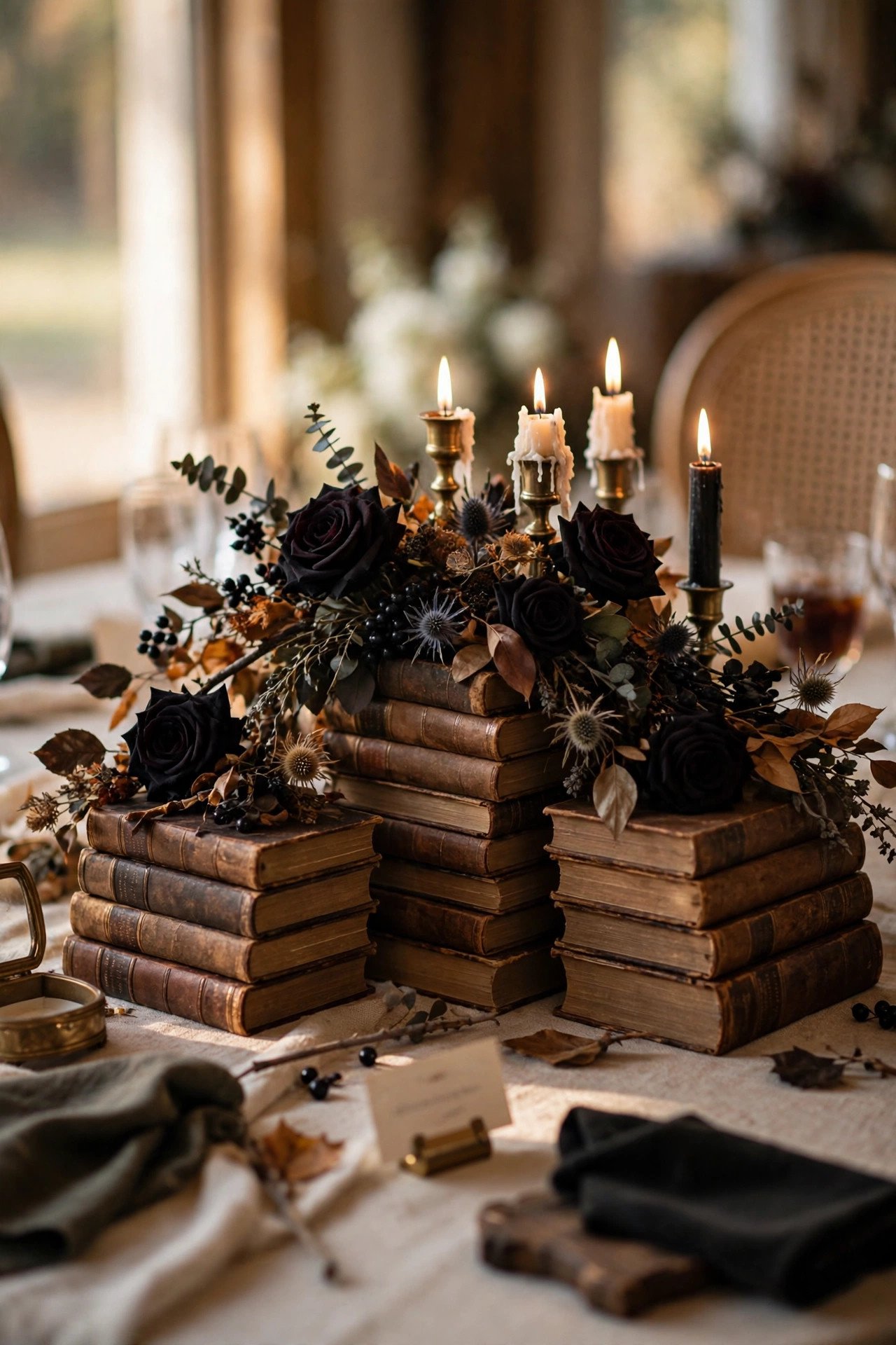 Vintage Book Decor — Halloween wedding inspiration for a 2027 celebration