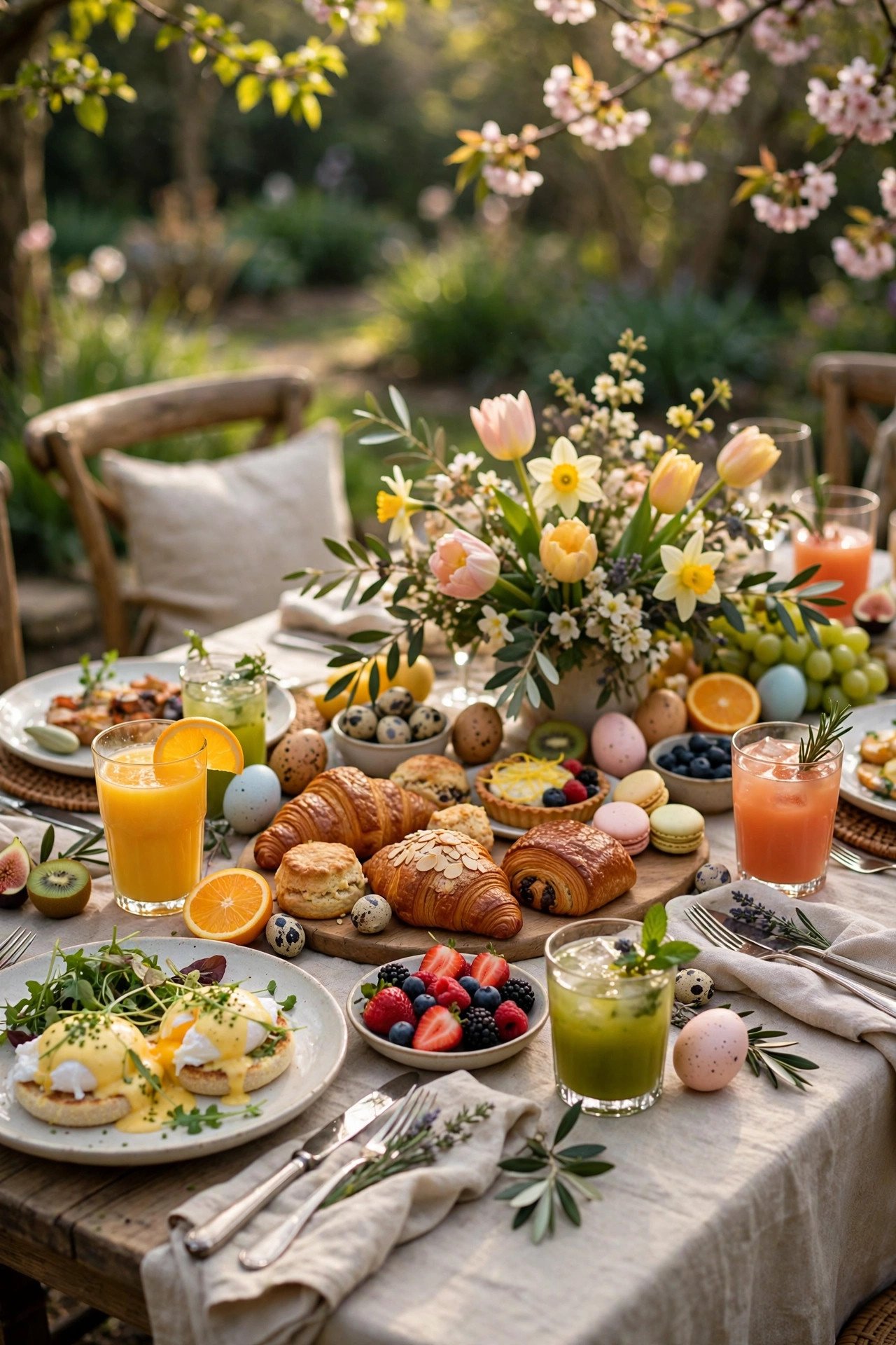 Spring Brunch Reception Menu at a easter wedding celebration with seasonal styling