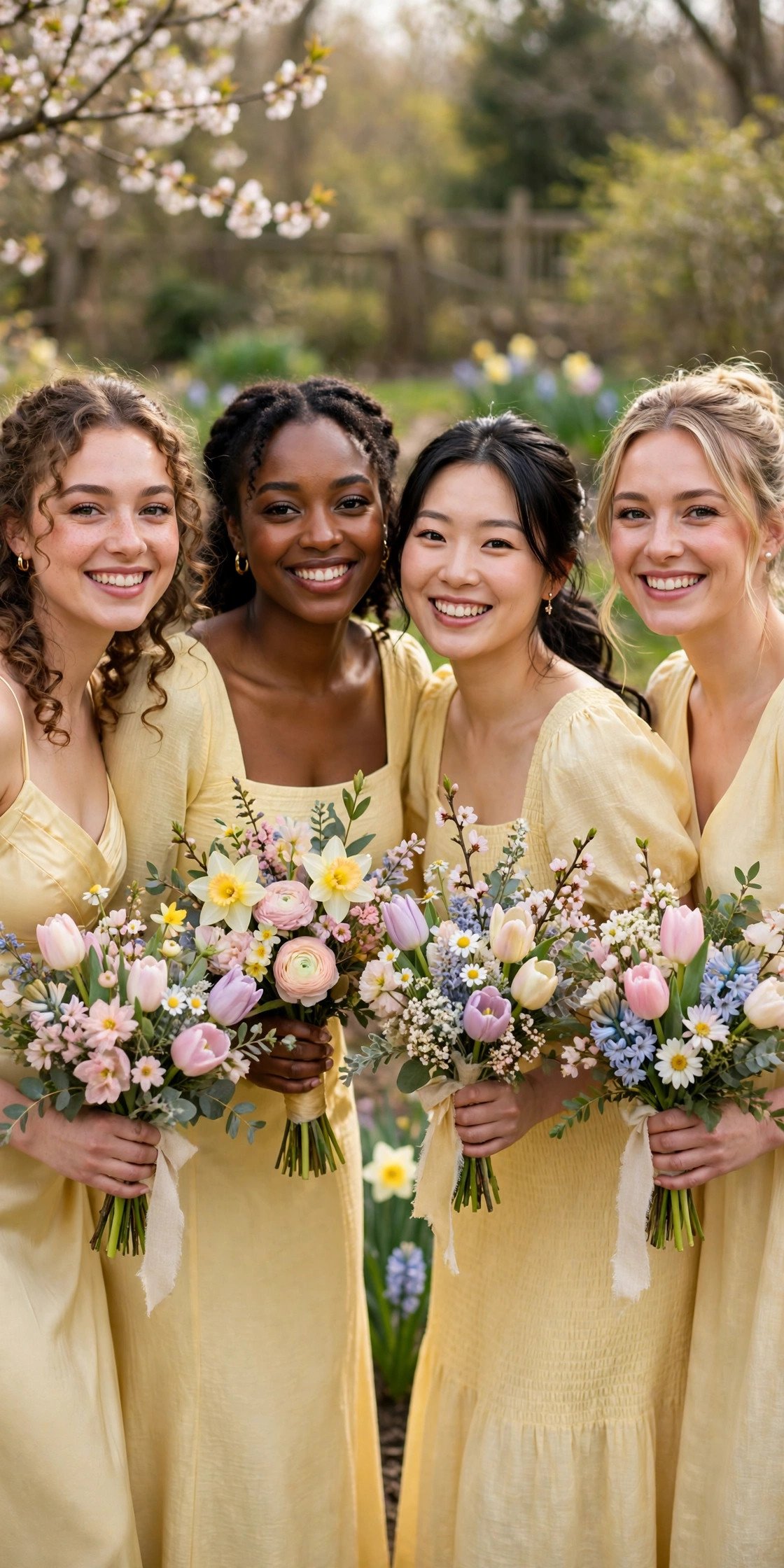 Butter Yellow Bridesmaid Palette at a easter wedding celebration with seasonal styling