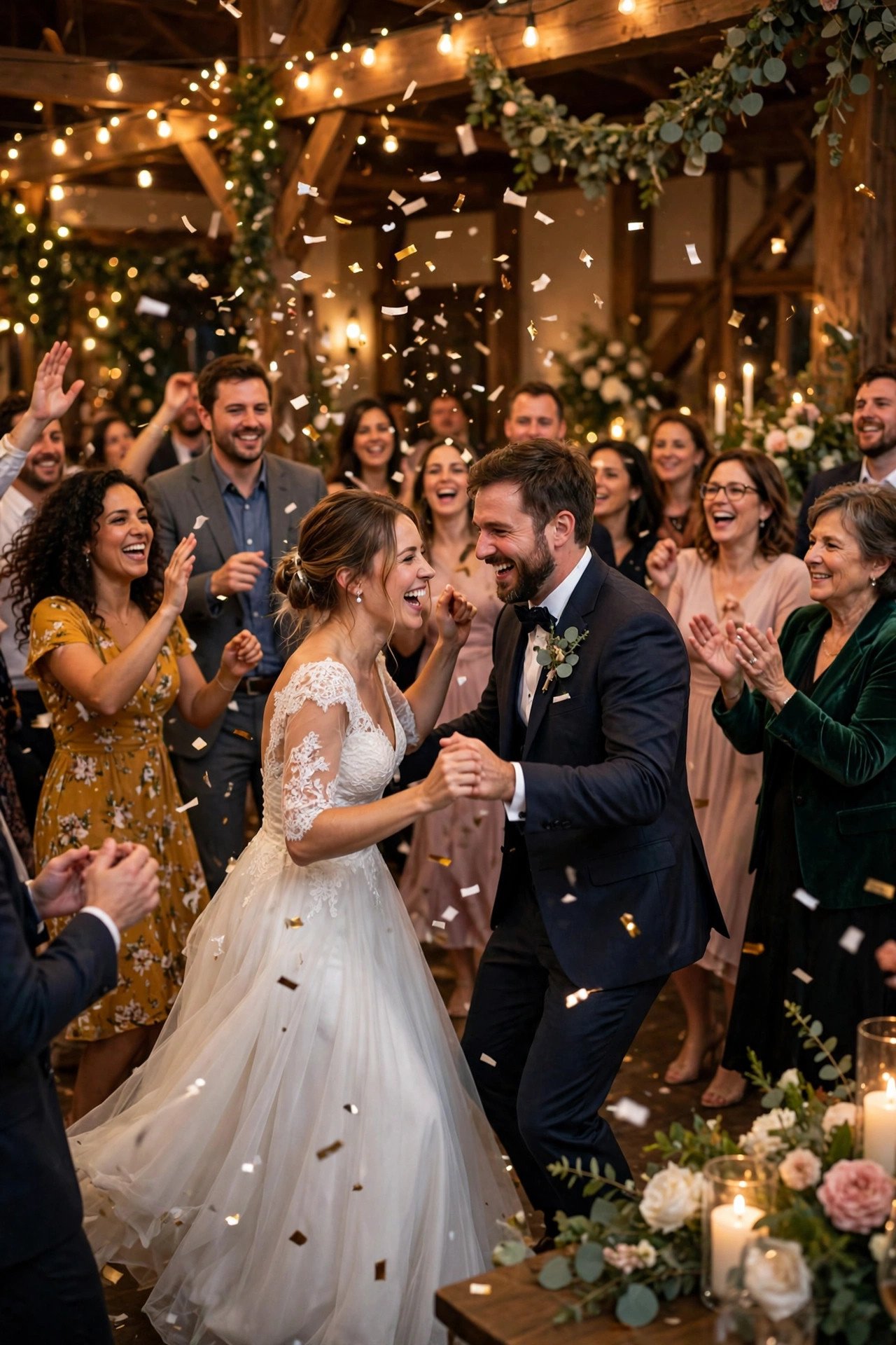 Wedding guests dancing to Best Day of My Life by American Authors at a reception