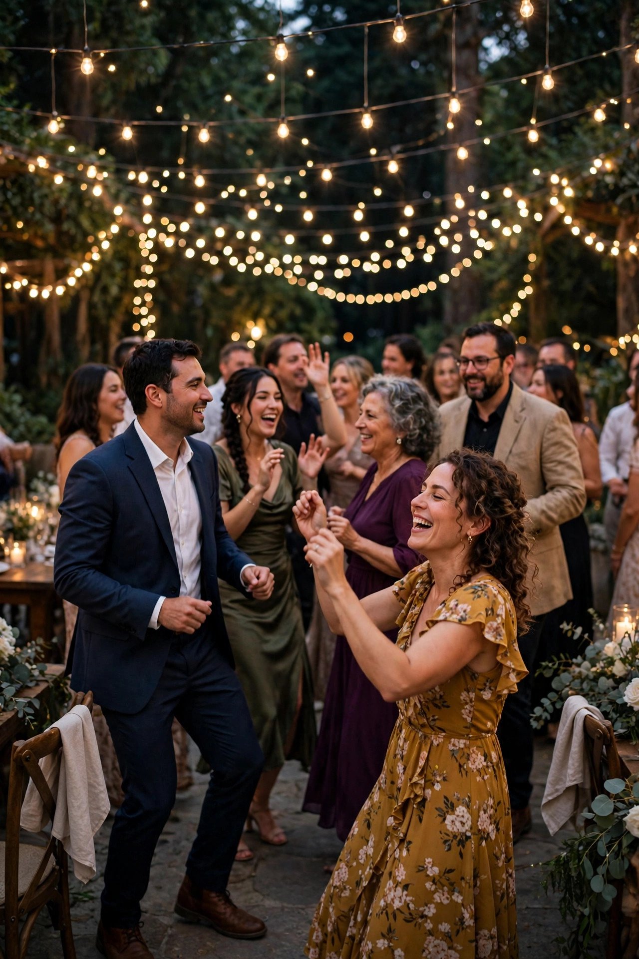 Wedding guests dancing to A Sky Full of Stars by Coldplay at a reception