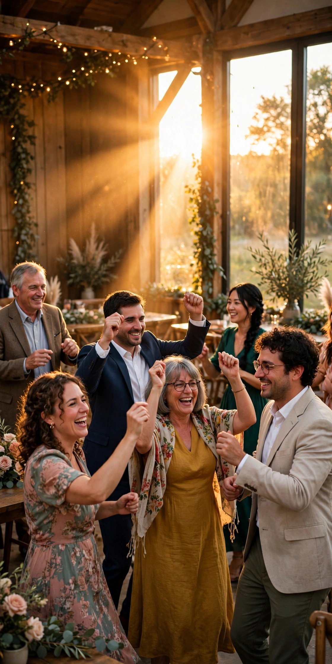 Wedding guests dancing to Yellow by Coldplay at a reception