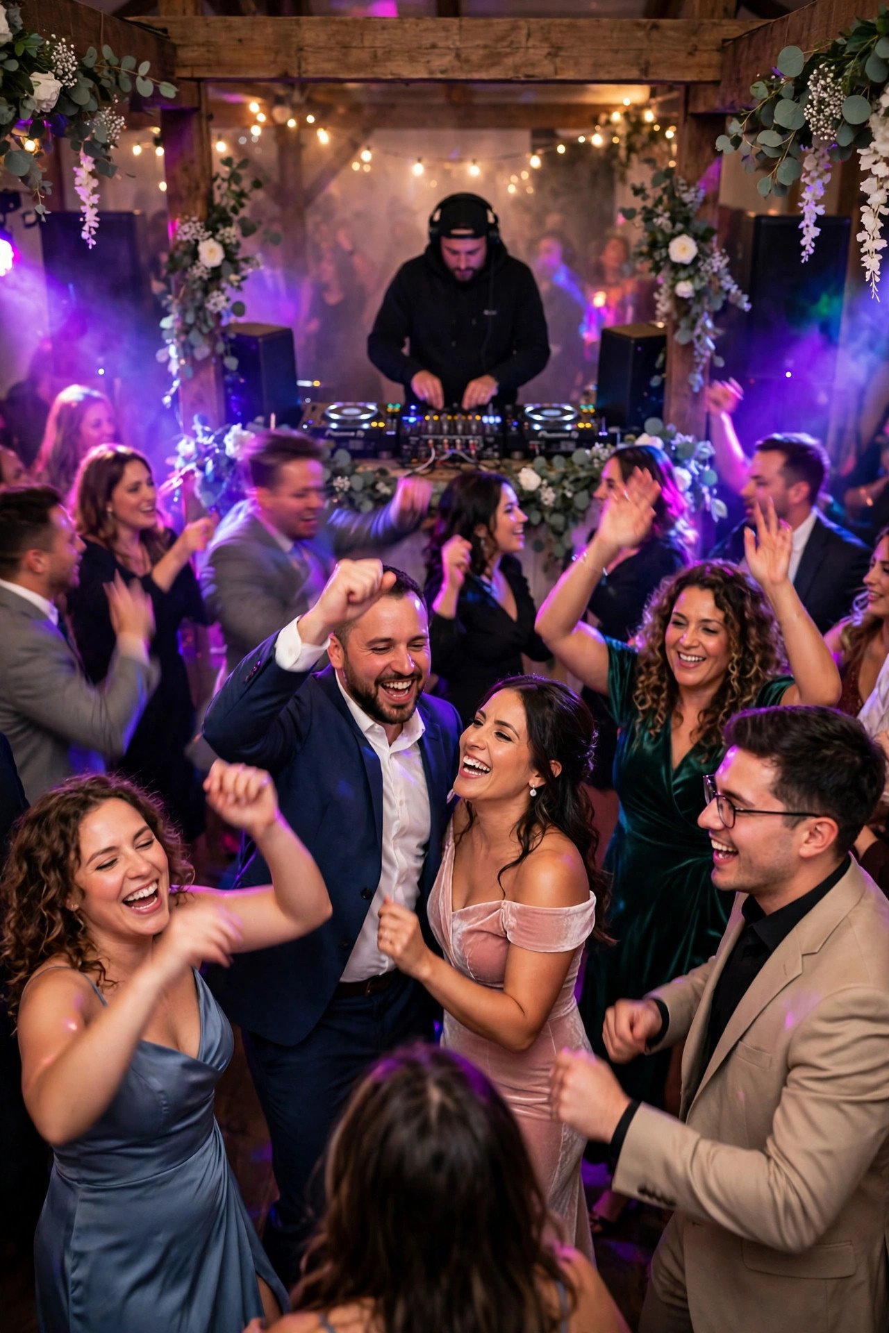 Wedding guests dancing to Levels by Avicii at a reception