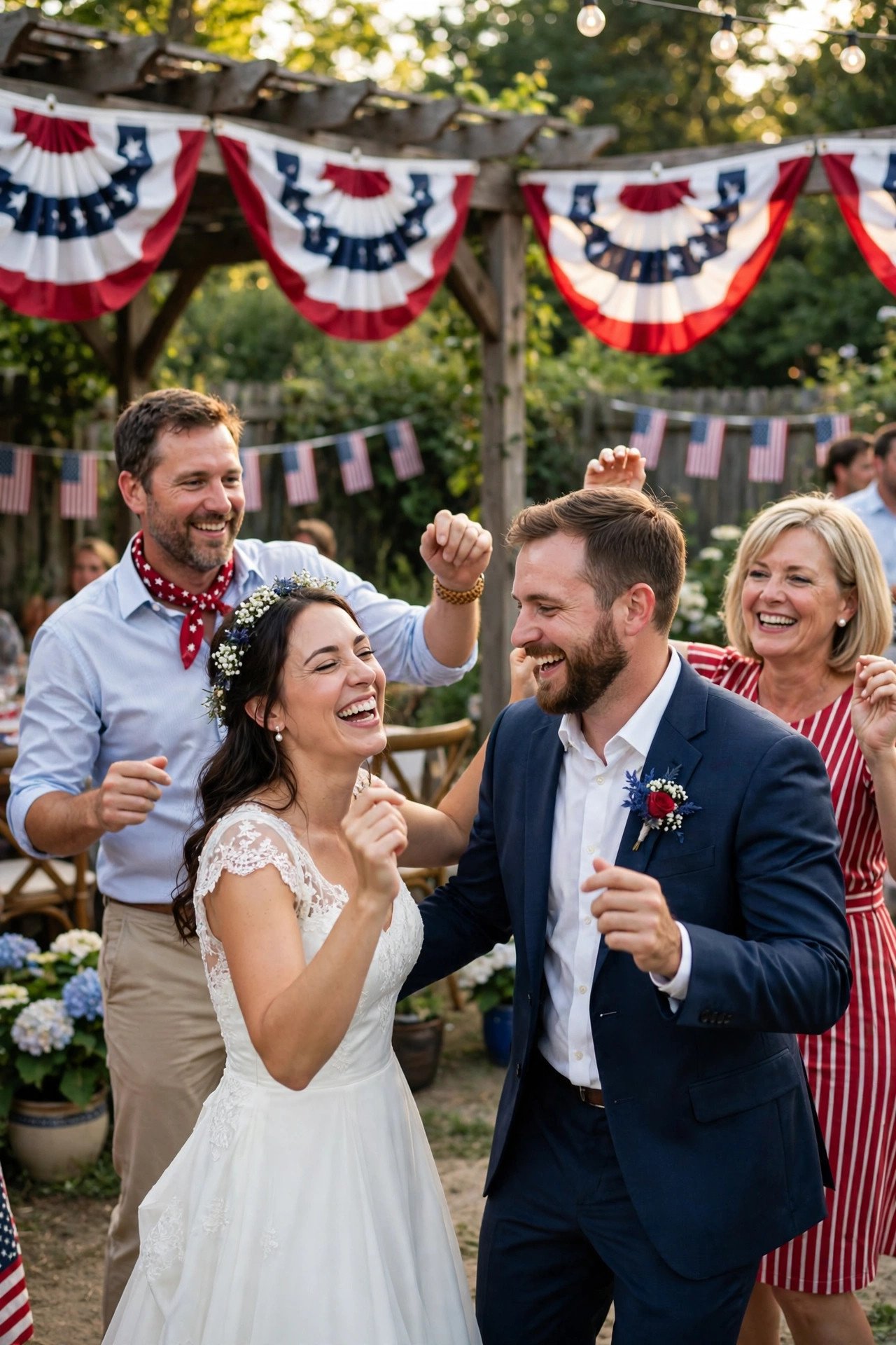 Wedding guests dancing to Party in the U.S.A. by Miley Cyrus at a reception