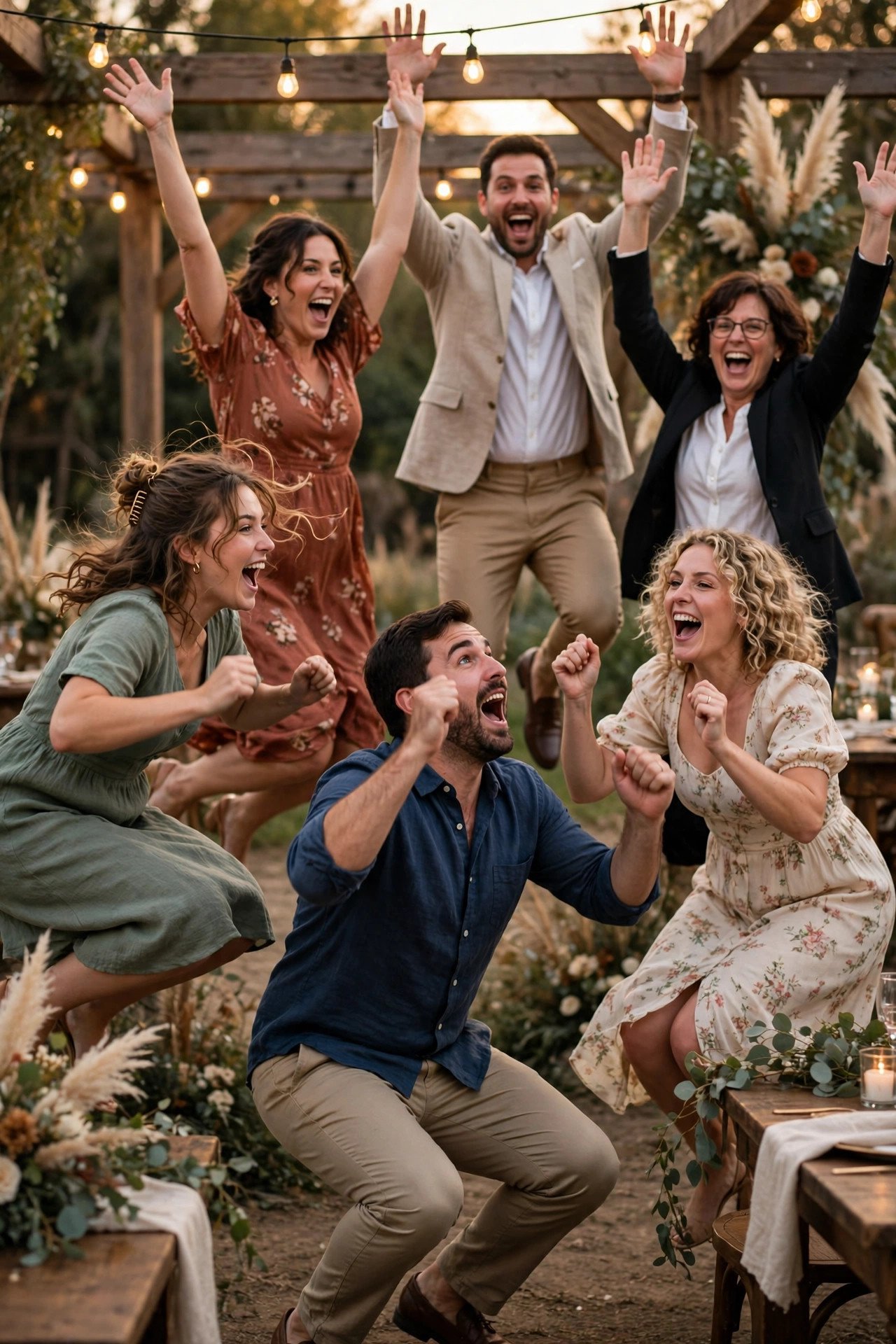 Wedding guests dancing to Shout – The Isley Brothers at a reception