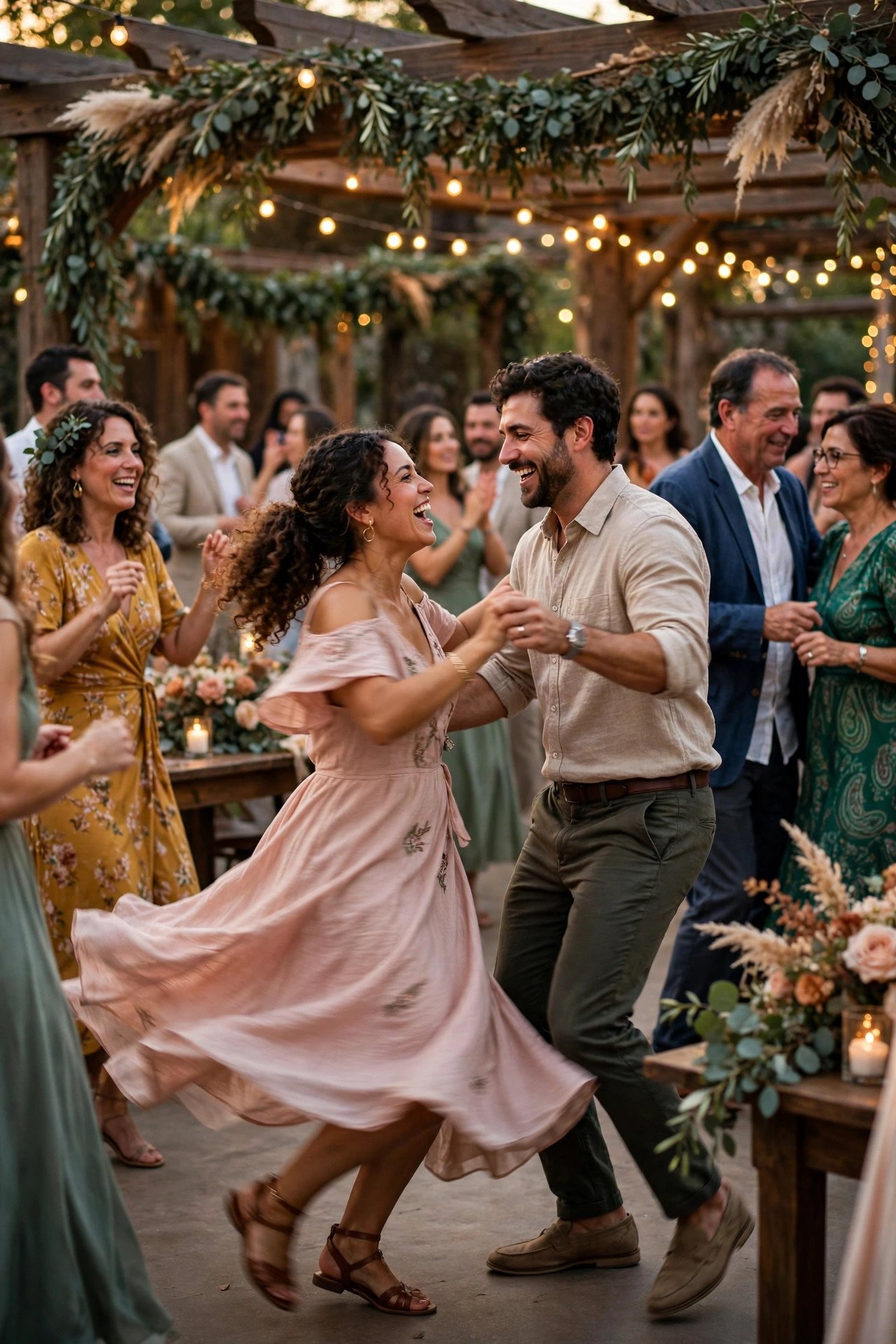 Wedding guests dancing to Mambo No. 5 (A Little Bit of...) – Lou Bega at a reception