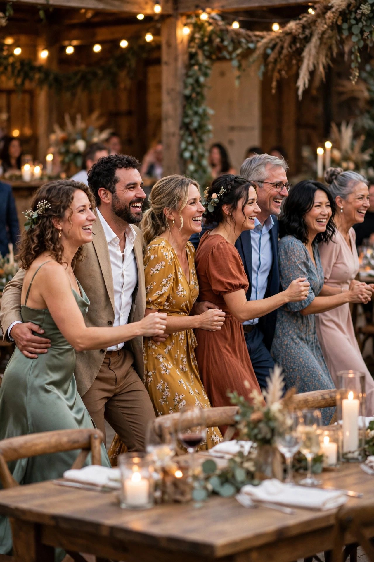 Wedding guests dancing to Quarter-Turn Finish at a reception