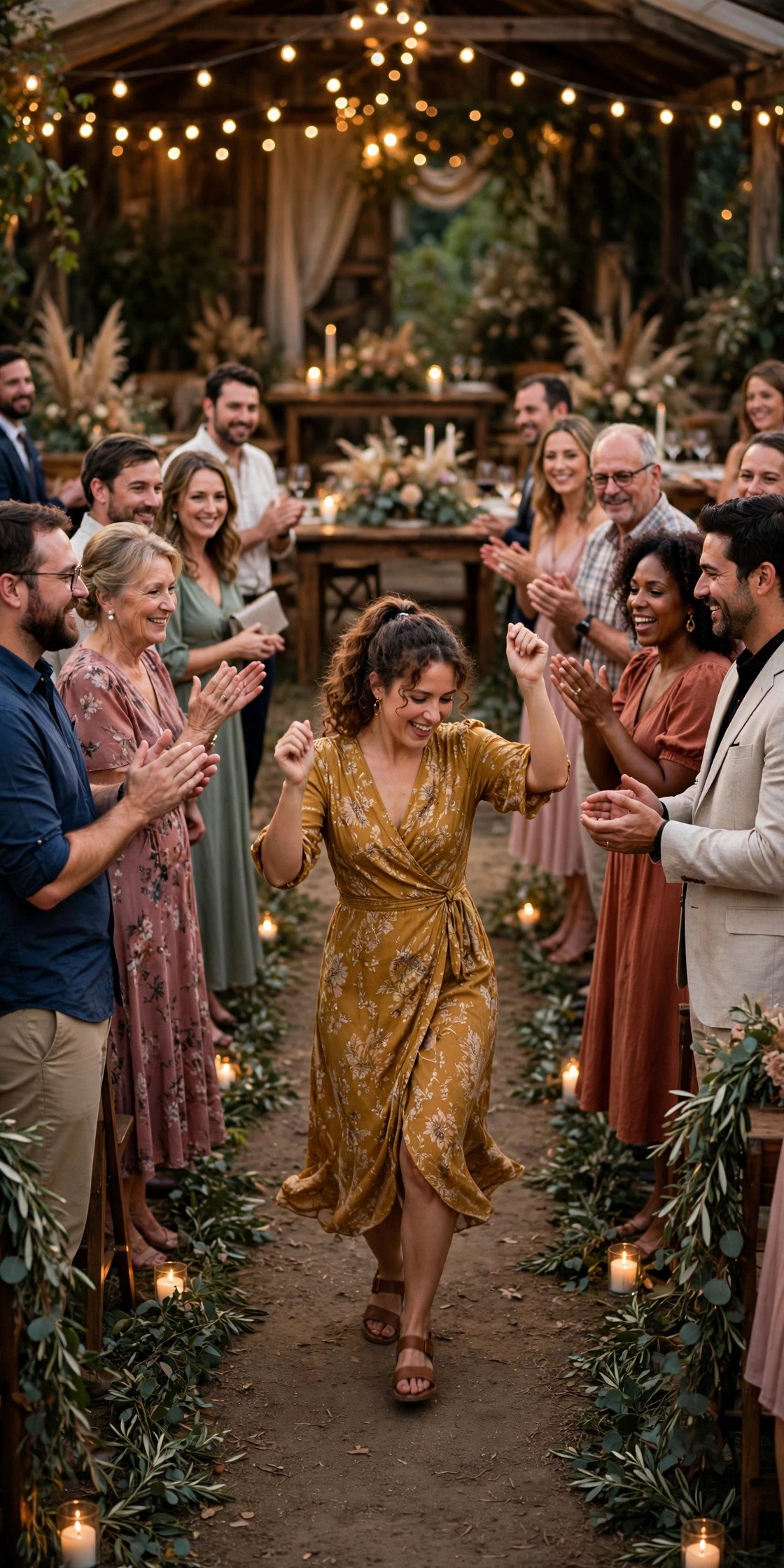 Wedding guests dancing to Soul Train Finish at a reception