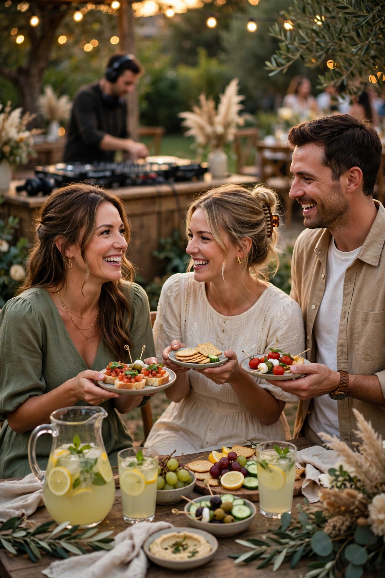Cocktail Hour and Dinner Music Included — Couple reviewing a wedding DJ contract together at a table